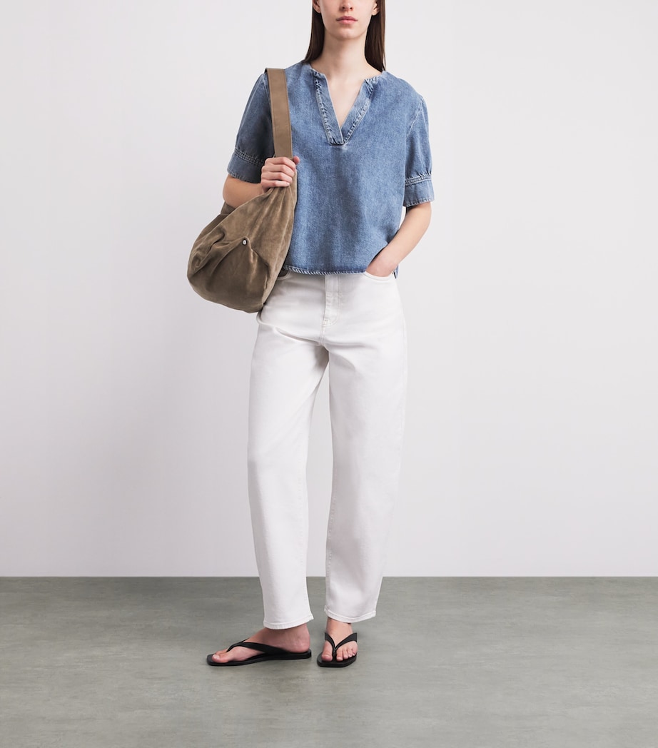 FRAME Womens Denim V-Neck Shirt Sora Image 2