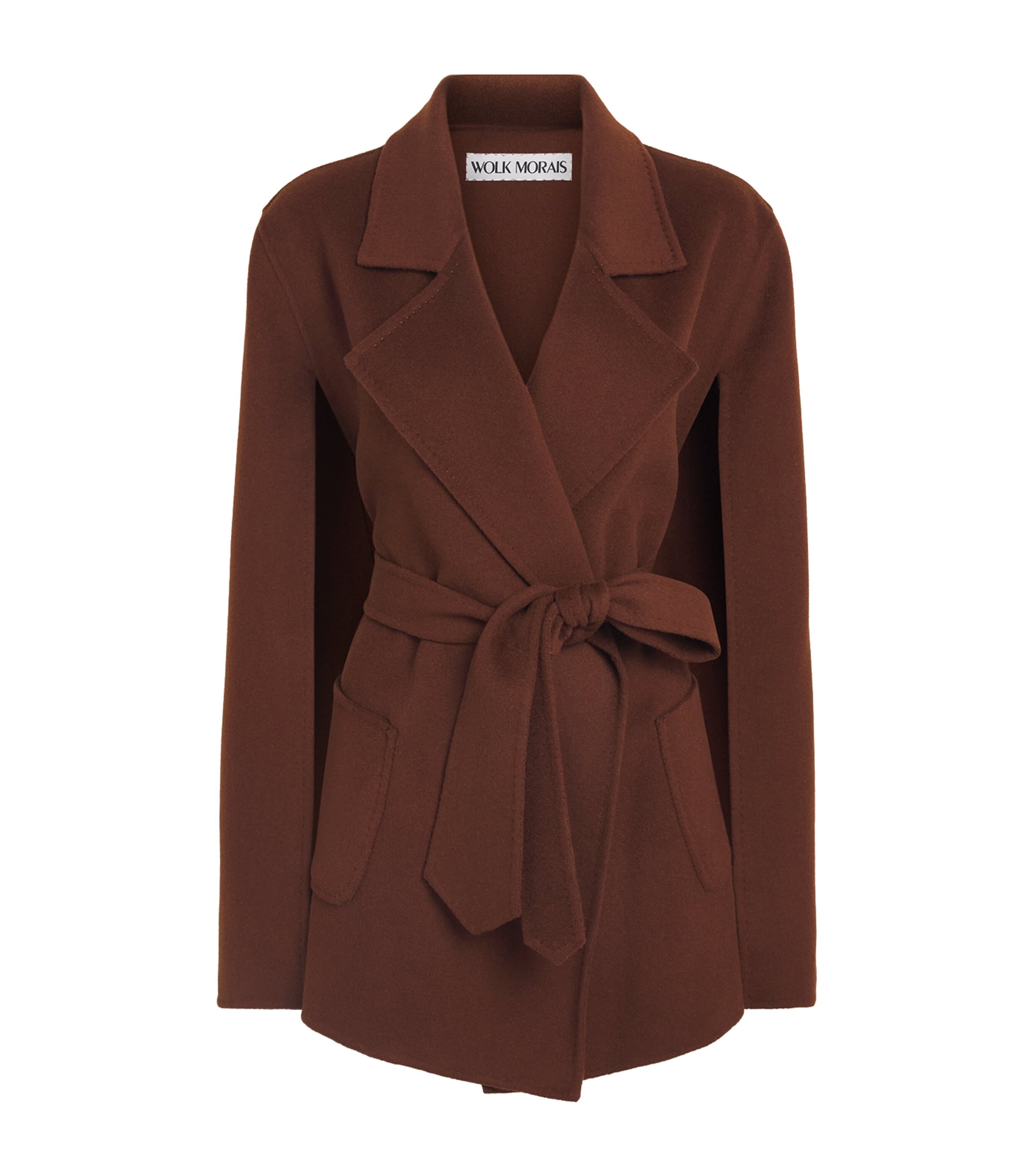 Wolk Morais Womens Cashmere Tie-Waist Cape Chestnut Image 1