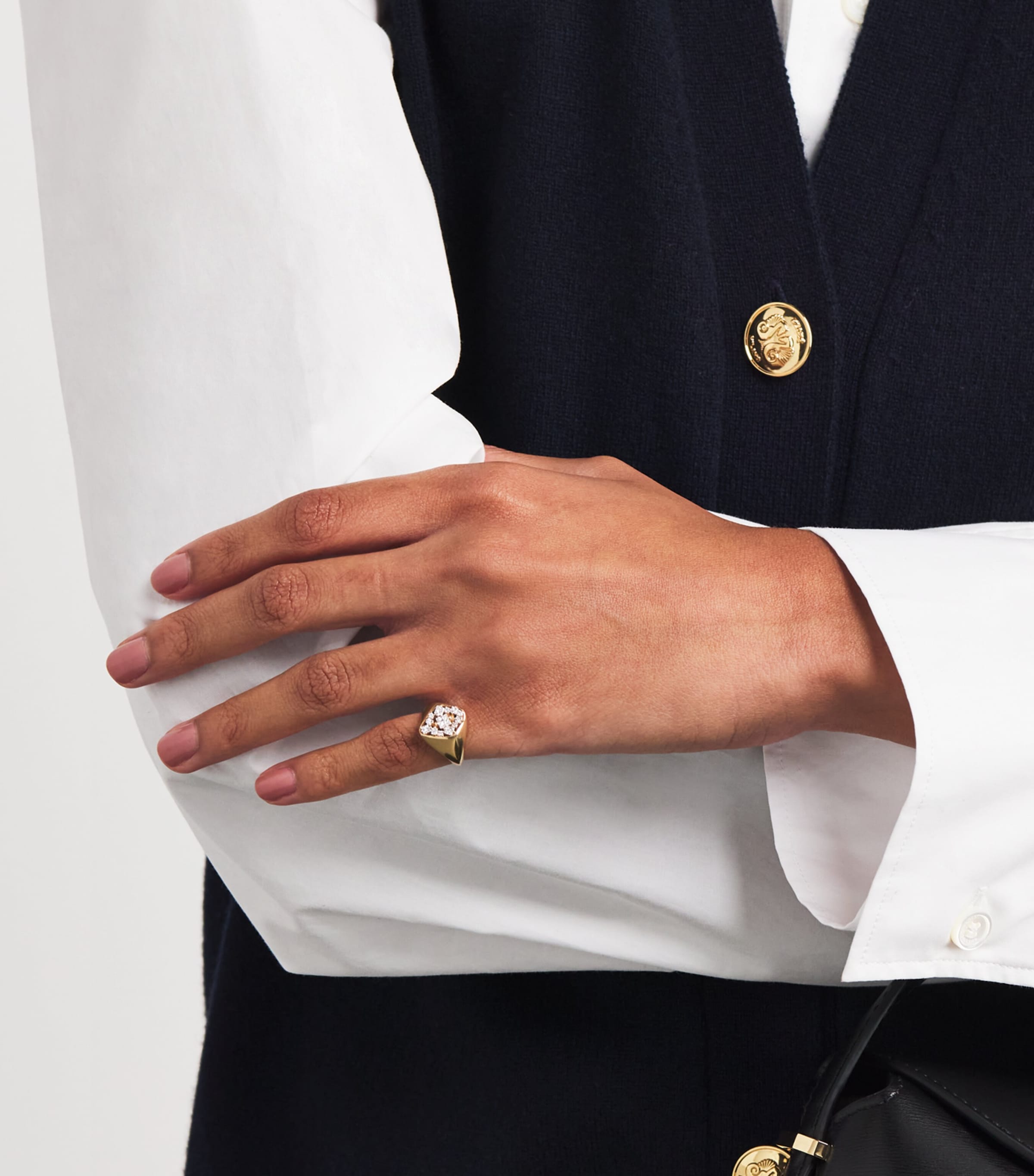 Rose Gold and Diamond La Fantasie Signet Ring (Size 4) 18K RG/WD Image 2