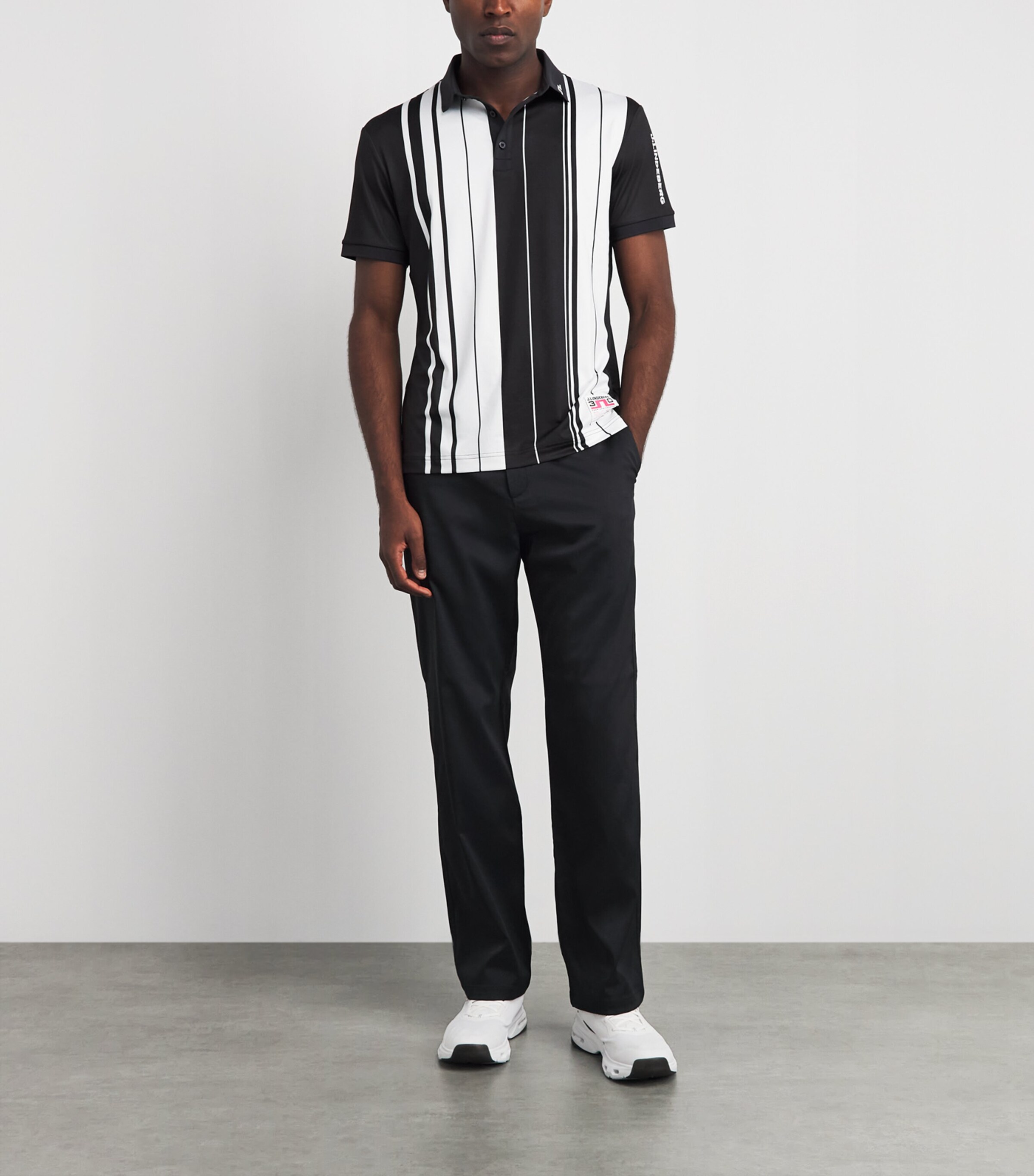 J Lindeberg Mens 30Y Tour Tech Stripe Polo Shirt Stripe Image 2