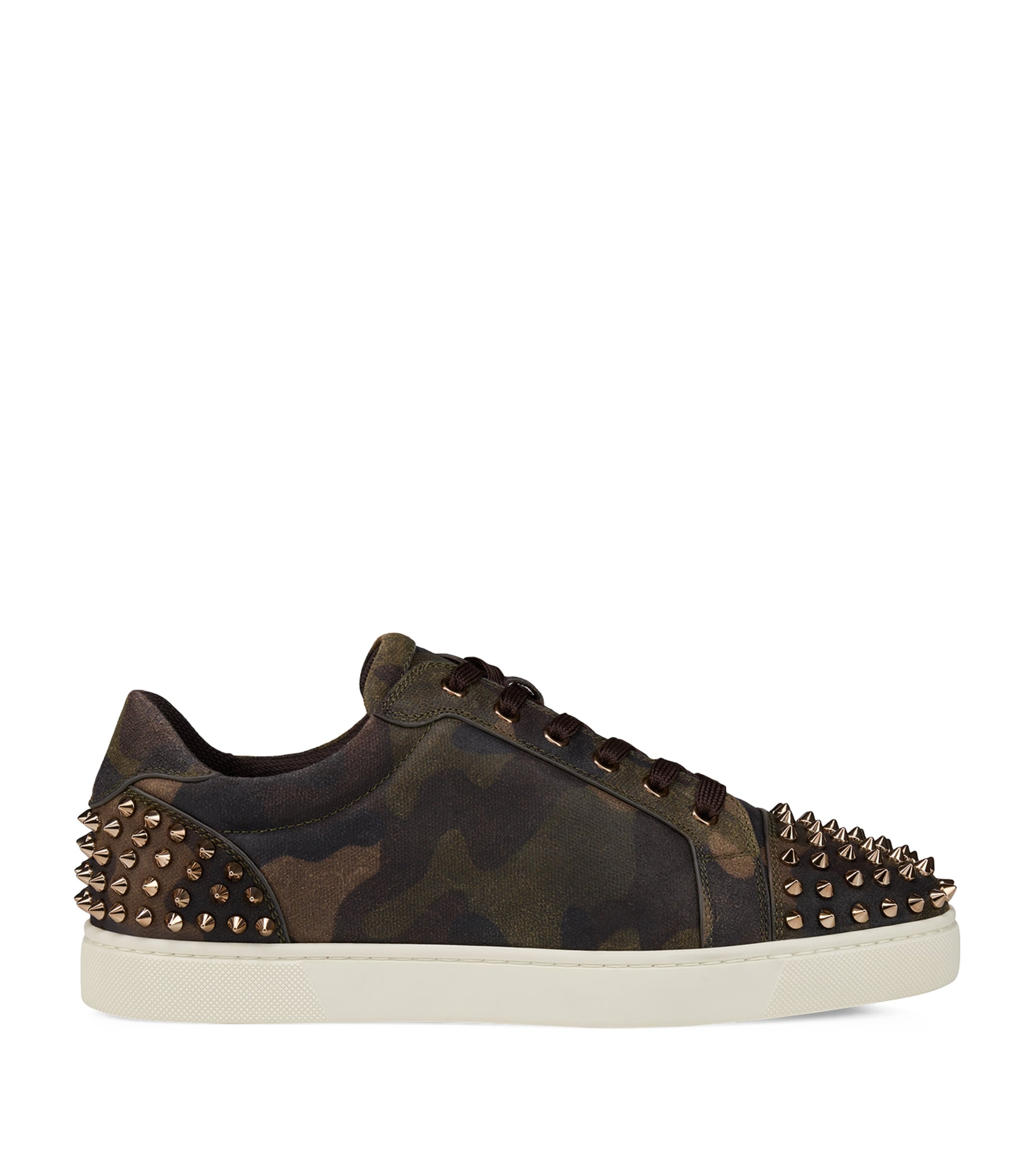 Christian Louboutin Seavaste Camouflage Spiked Suede Sneakers In Green