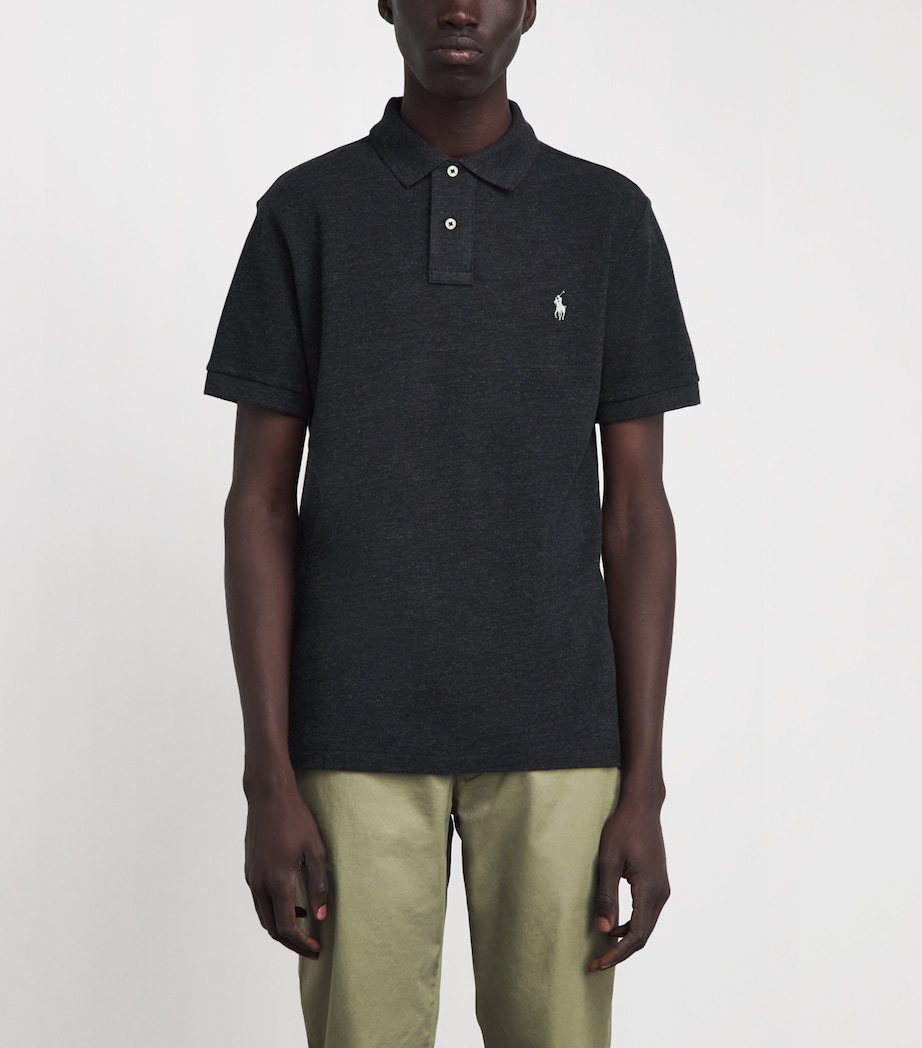 Polo Ralph Lauren Mens Cotton Mesh Polo Shirt Blk Marl Hther Image 4