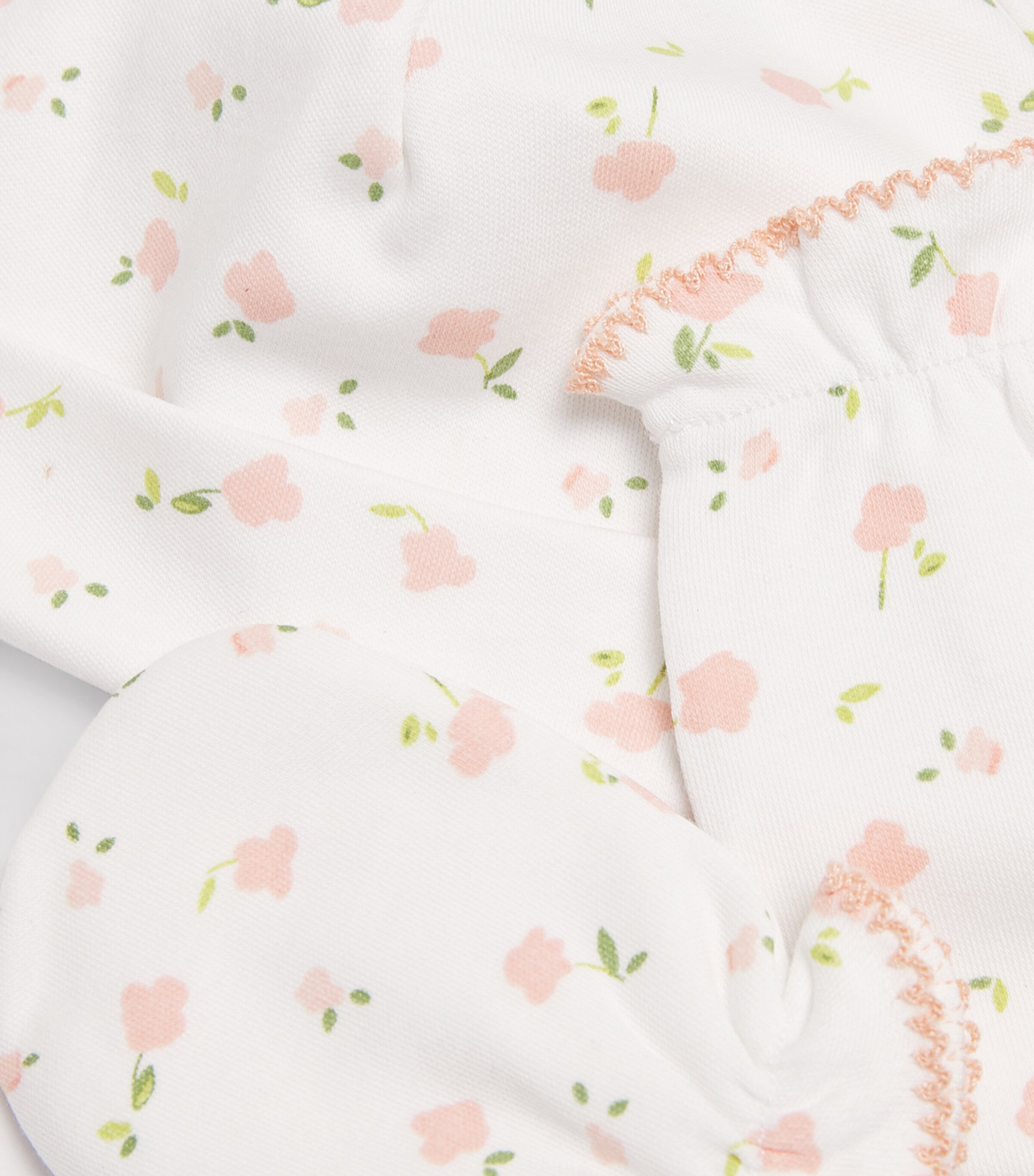 Marie-Chantal Pima Cotton Bloom Hat and Mittens Set Pink Image 2