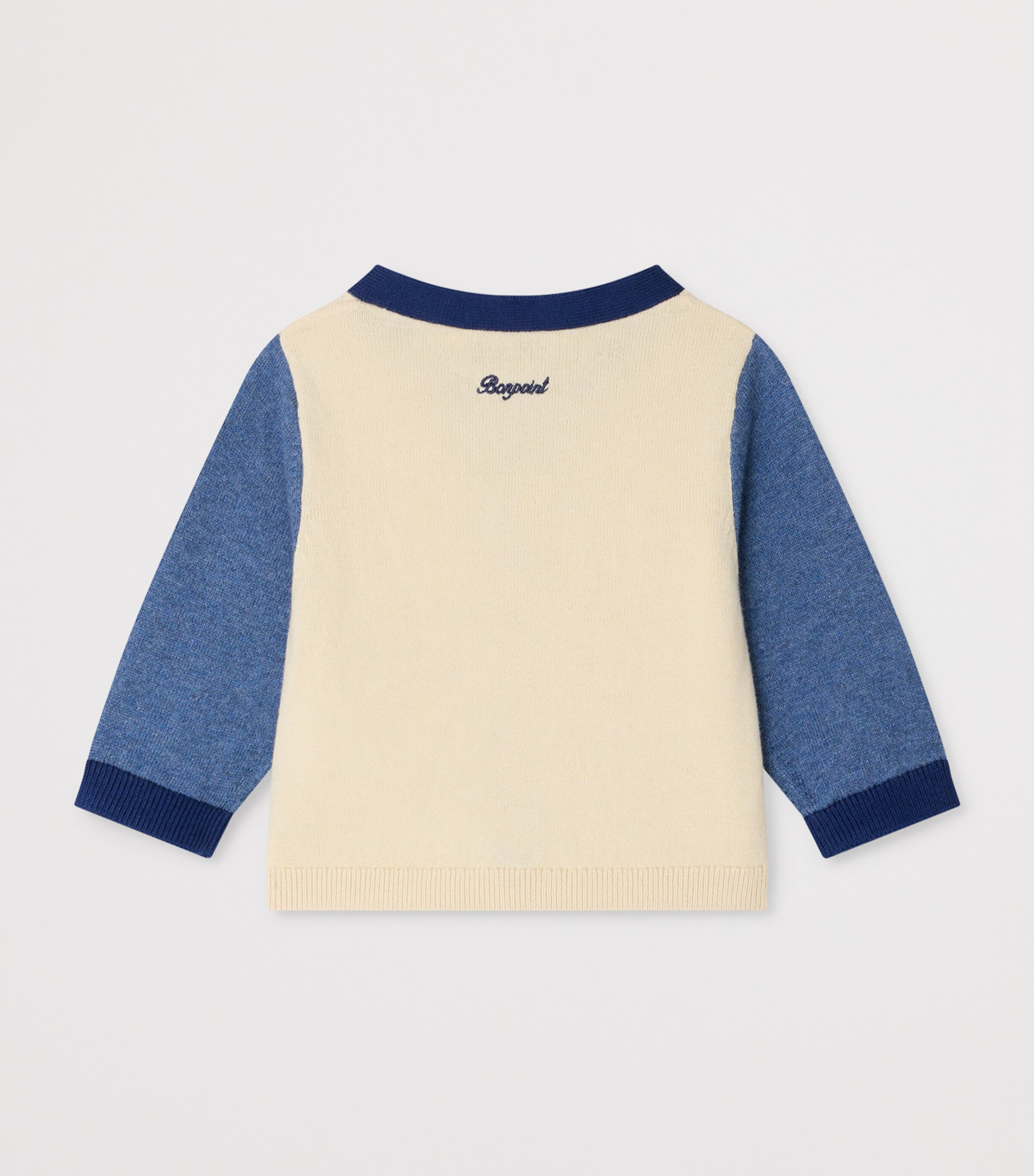 Bonpoint Cotton-Cashmere Cardigan (6-12 Months) Ra Blanc Lait Image 2