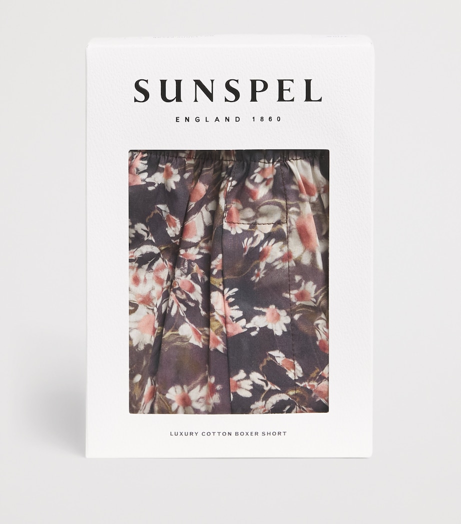 Sunspel Mens Cotton Printed Boxer Shorts Brhb Dark Brown Image 4