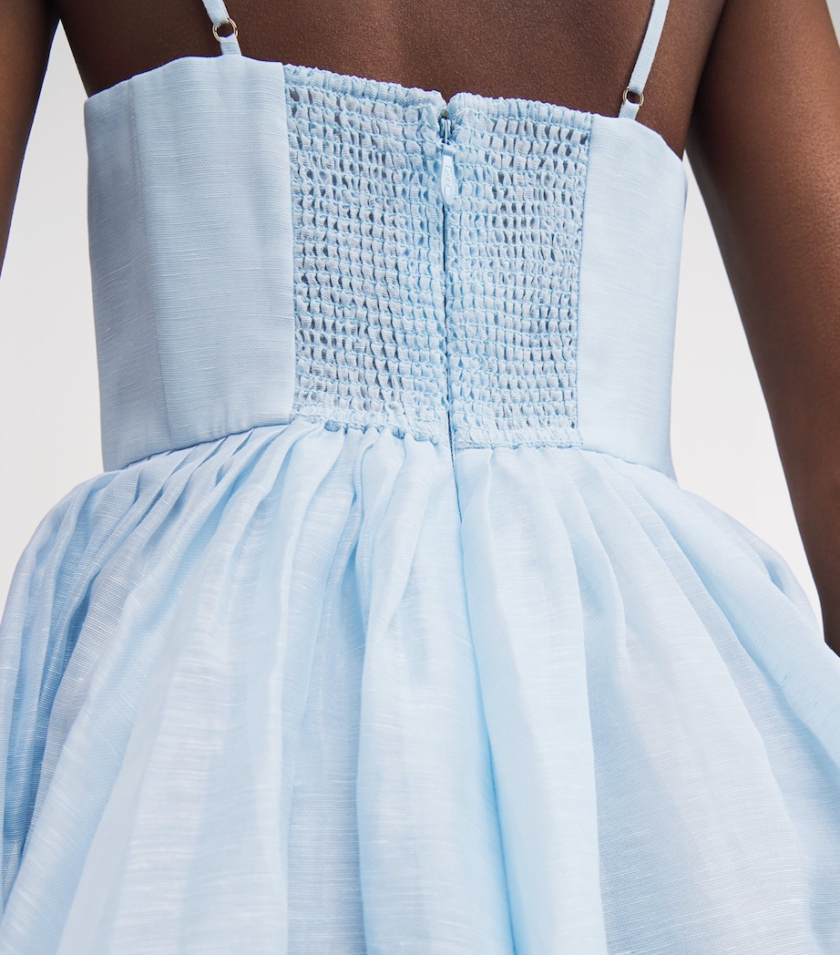 Linen-Silk Plunge-Neck Mini Dress MIT MINT Image 6