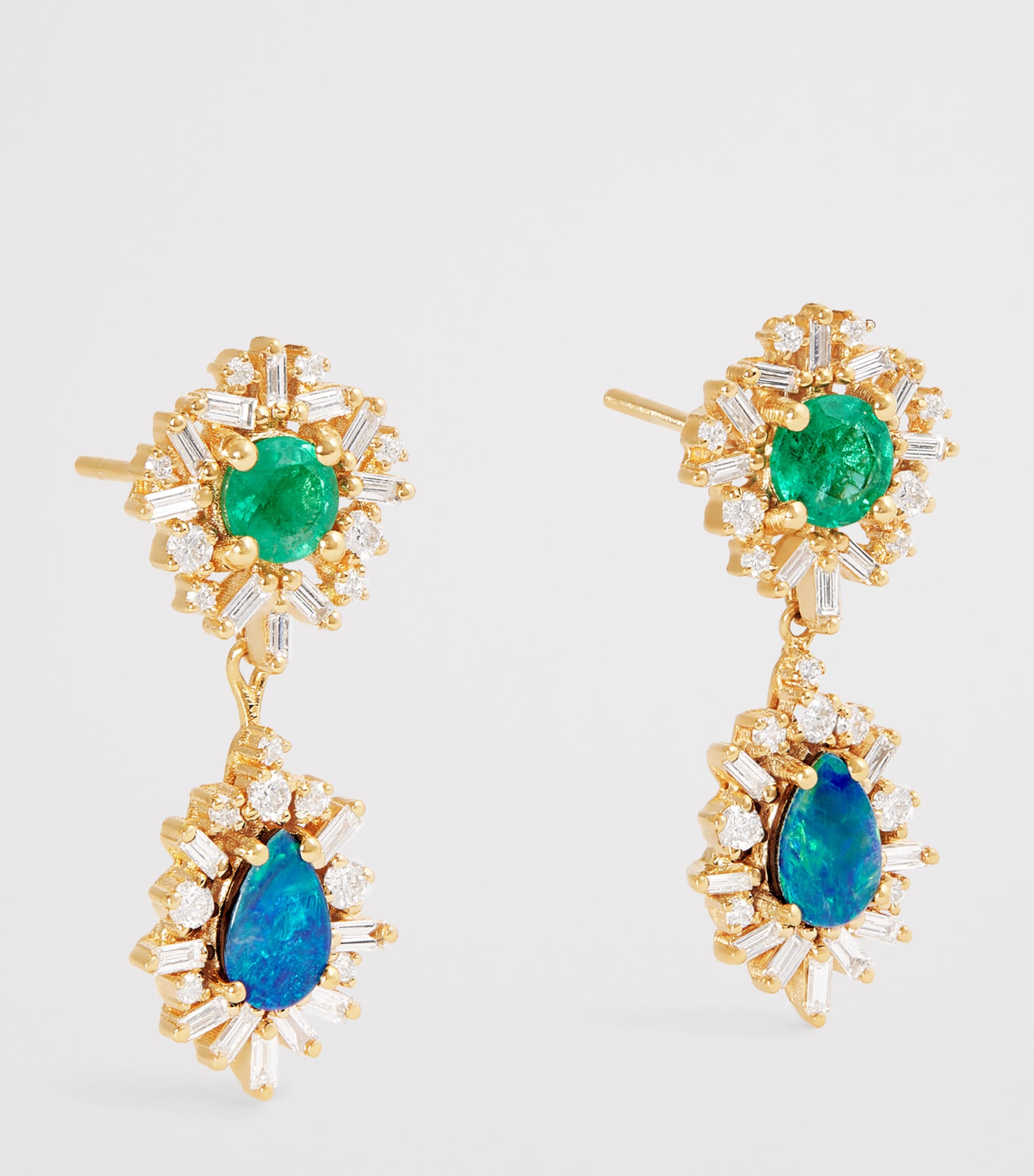 Suzanne Kalan Yellow Gold, Emerald, Opal and Diamond One of a Kind Drop Earrings Yg/emer/opal Image 3