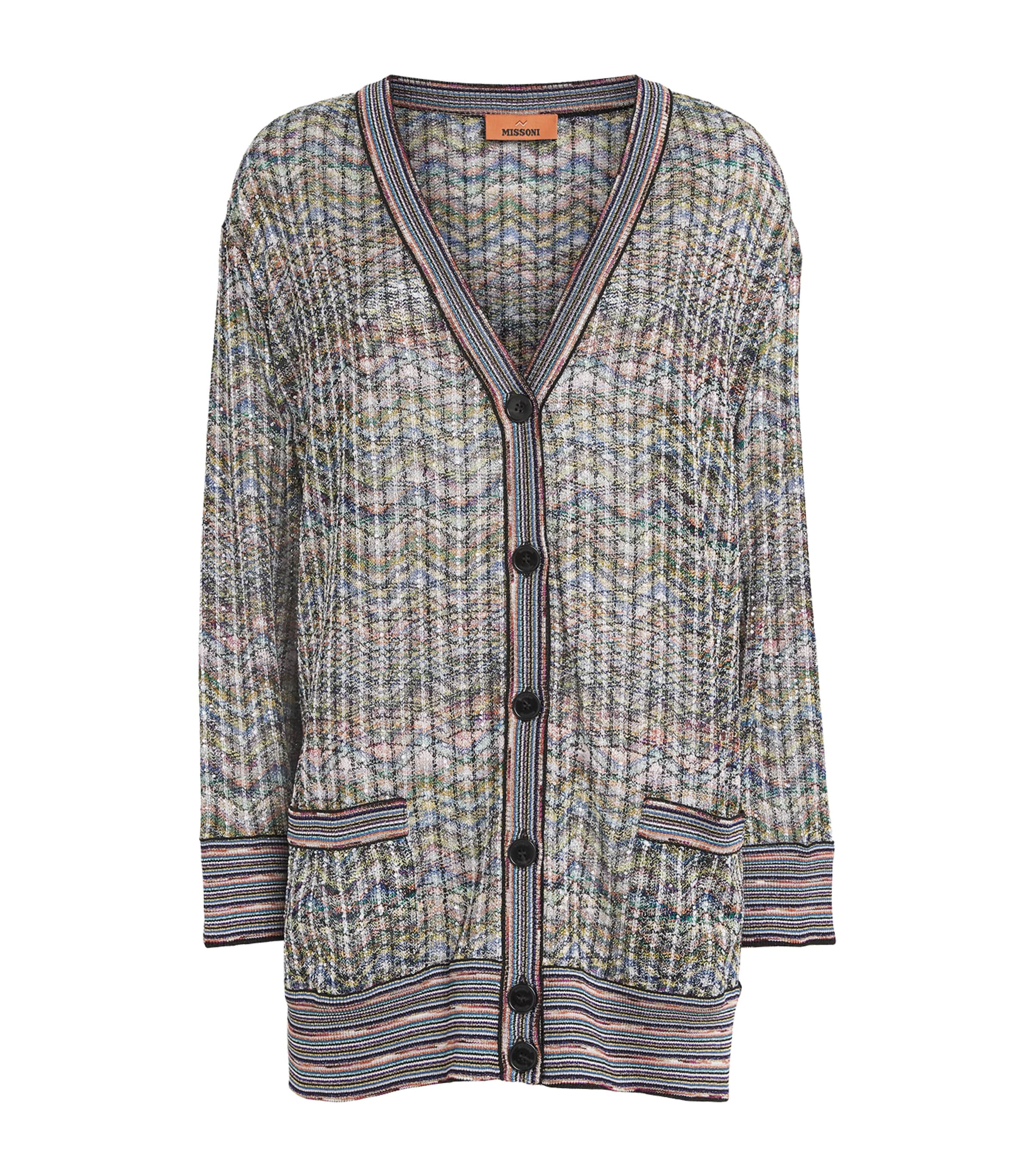 Missoni Womens Zigzag Sequinned Cardigan Smspw Light Multiclr Image 1