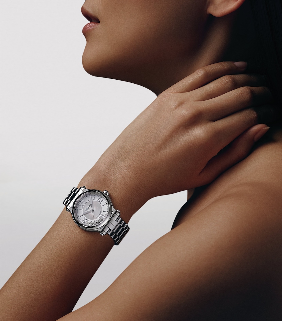 Stainless Steel and Diamond Happy Sport Automatic Watch 33mm STAINLESS STEEL Image 4