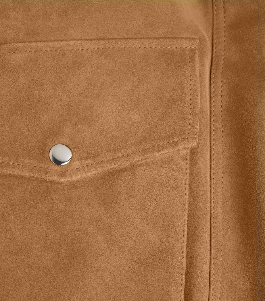 CHAROUX Womens Suede Tunnel Aviator Jacket Tan Image 6