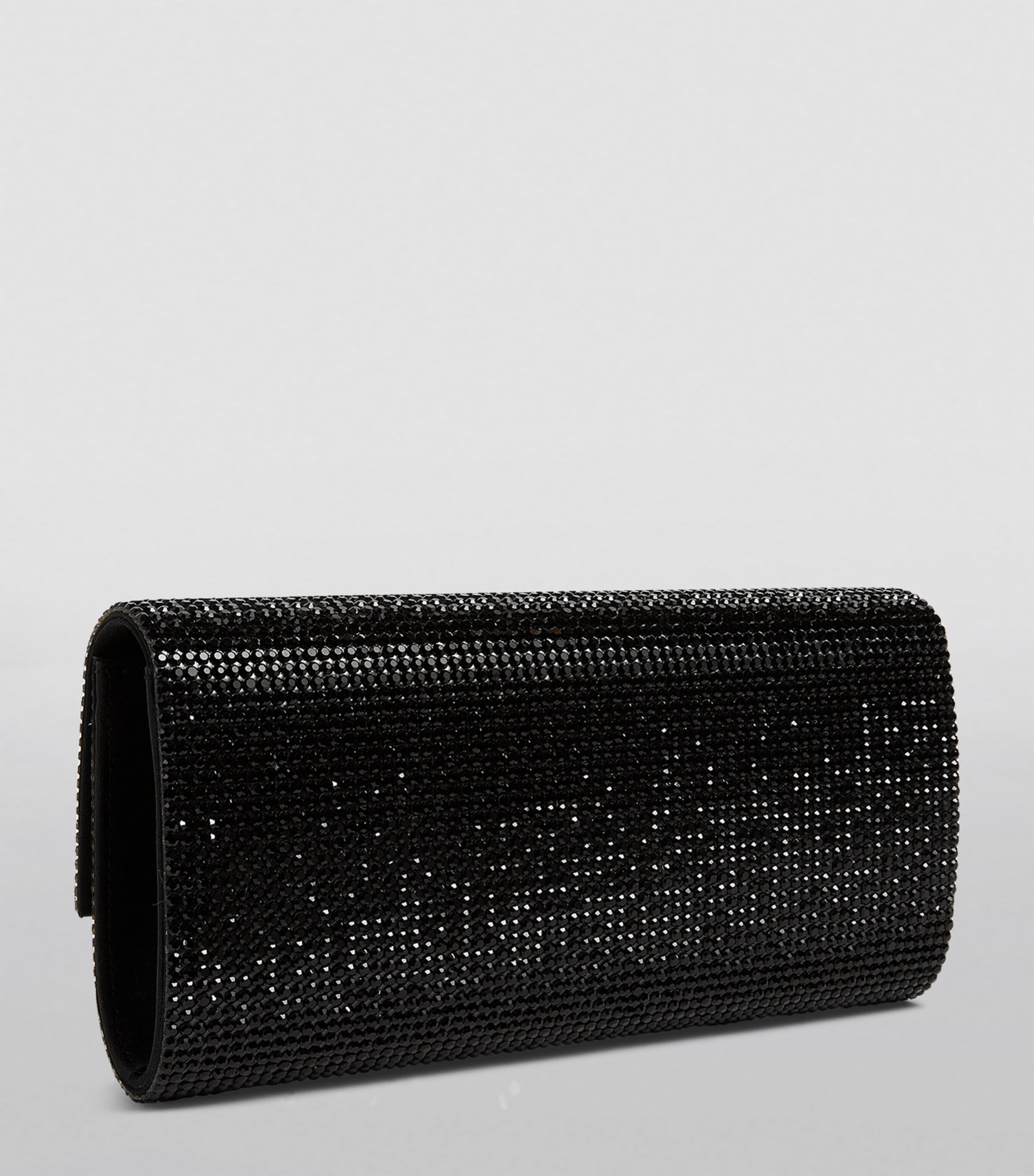 Satin Crystal-Embellished Perry Clutch Bag EJET-EBONIZED JET Image 2