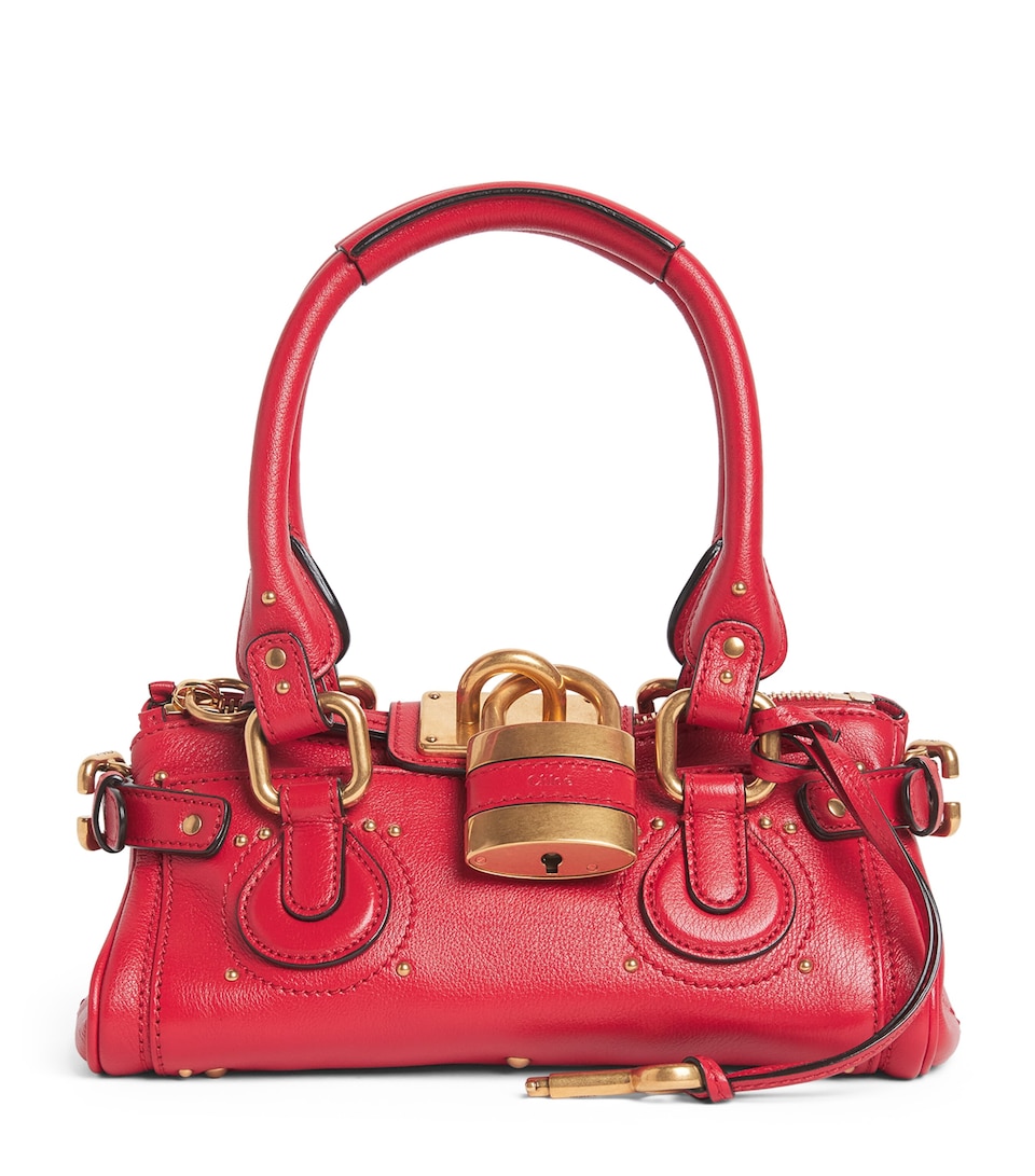 Chloé Small Leather Paddington Top-Handle Bag Tulip Red