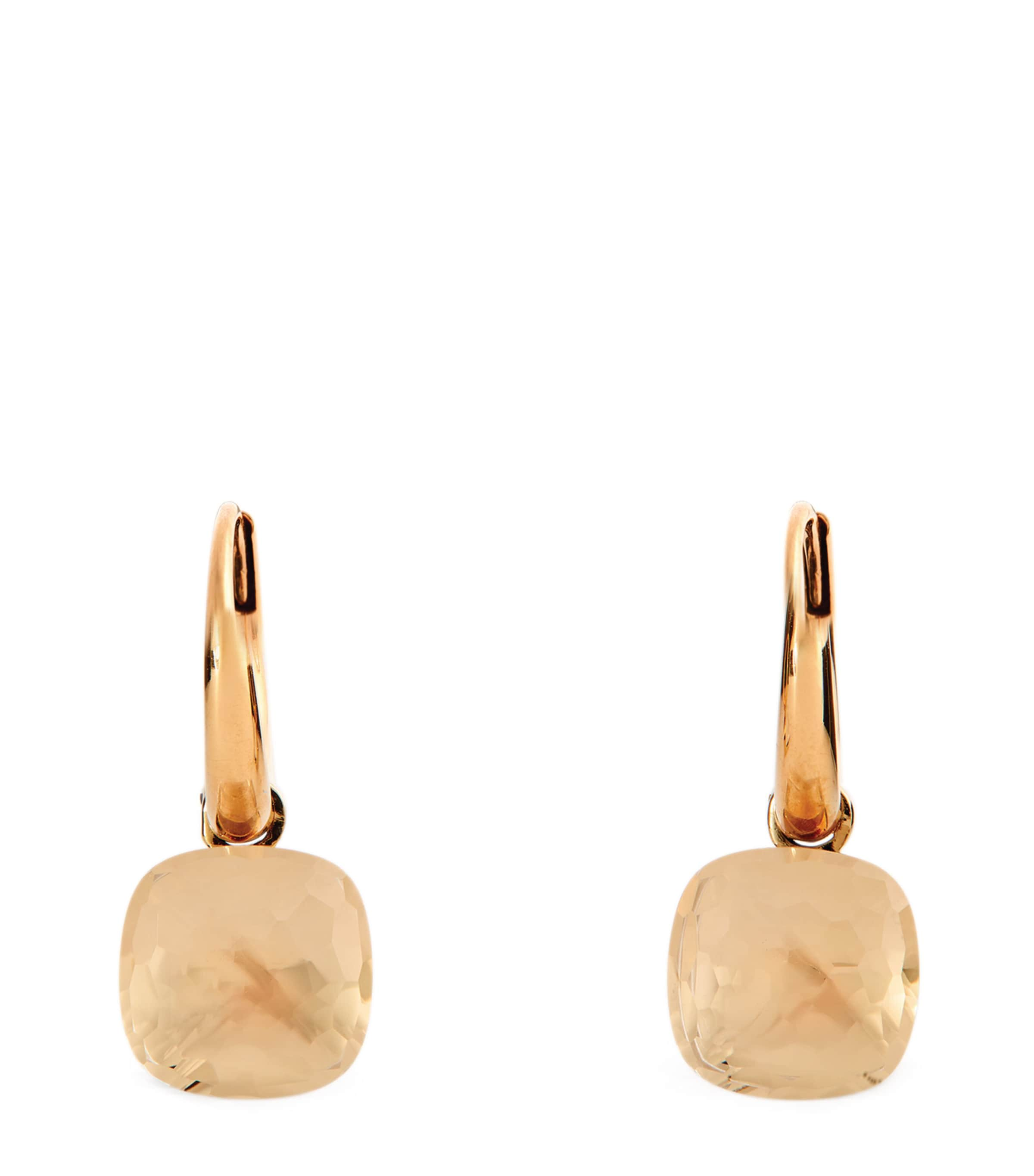 Pomellato Rose Gold And Topaz Petit Nudo Drop Earrings