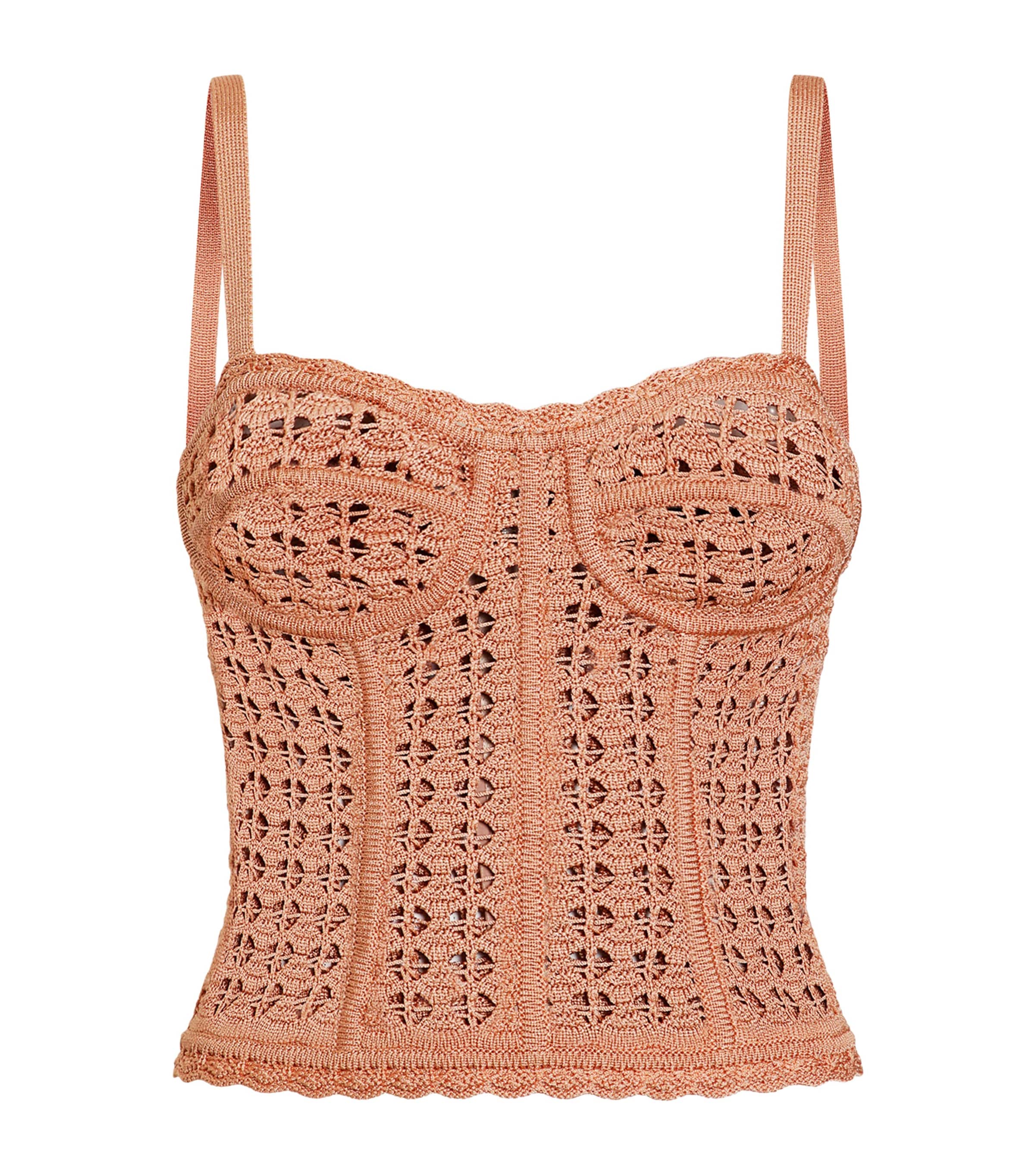 Dolce & Gabbana Knitted Bustier Top In Pink