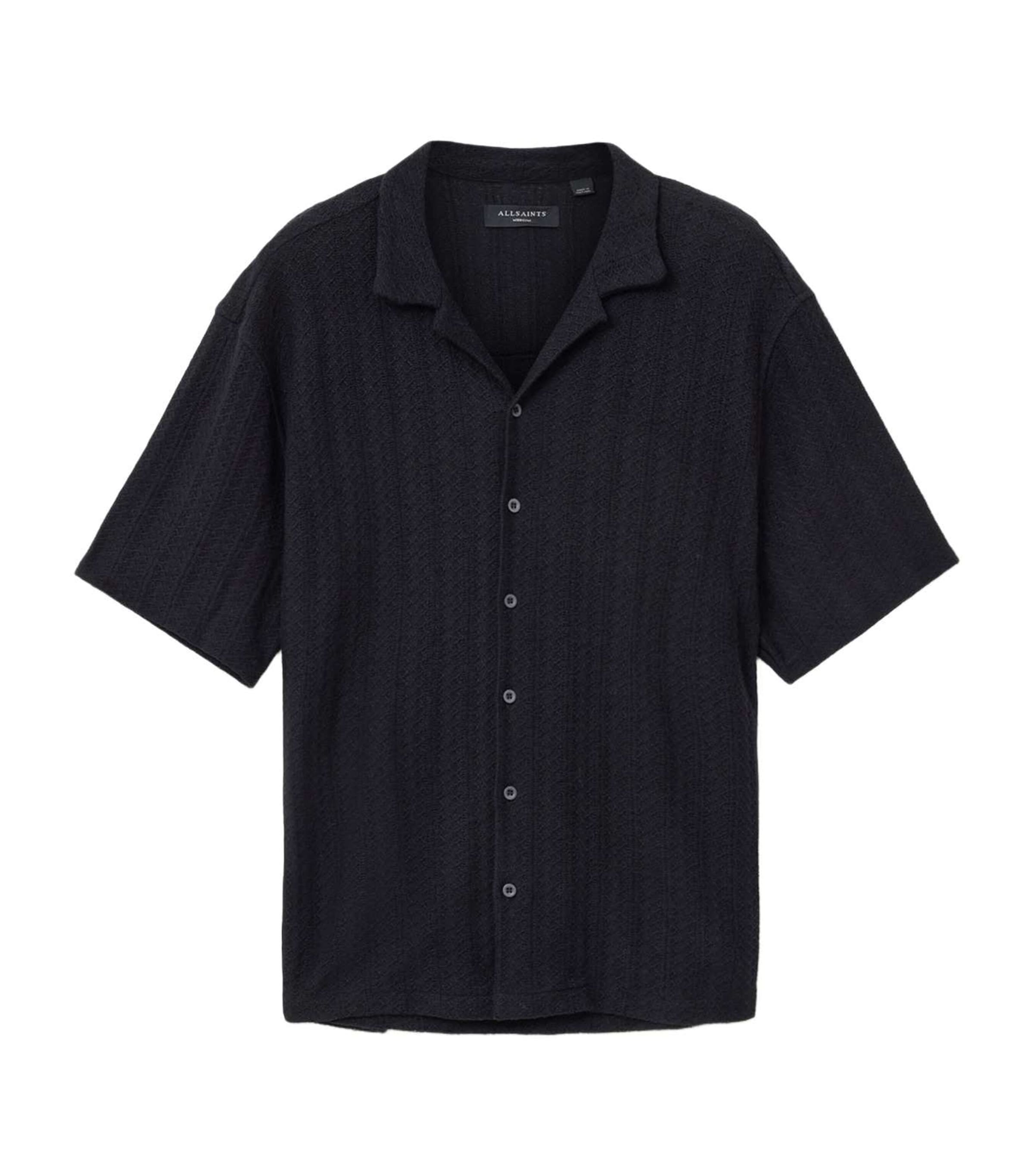 AllSaints Mens Knitted Trace Shirt Jet Black Image 1