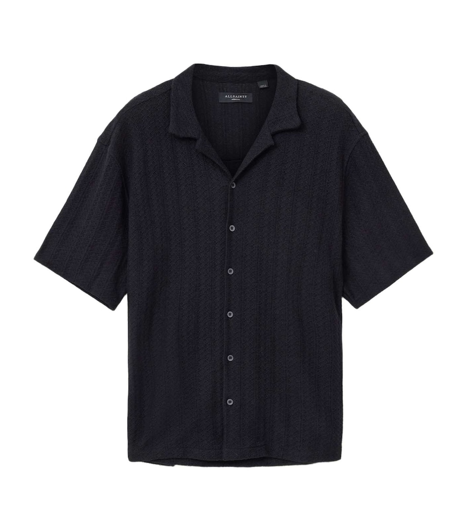 AllSaints Mens Knitted Trace Shirt Jet Black Image 1
