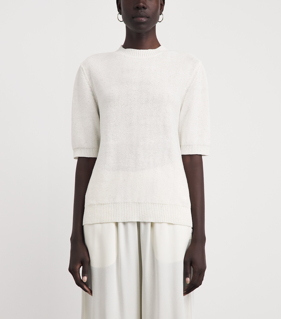 Fabiana Filippi Womens Cotton-Blend Sequin Sweater Bianco Image 4