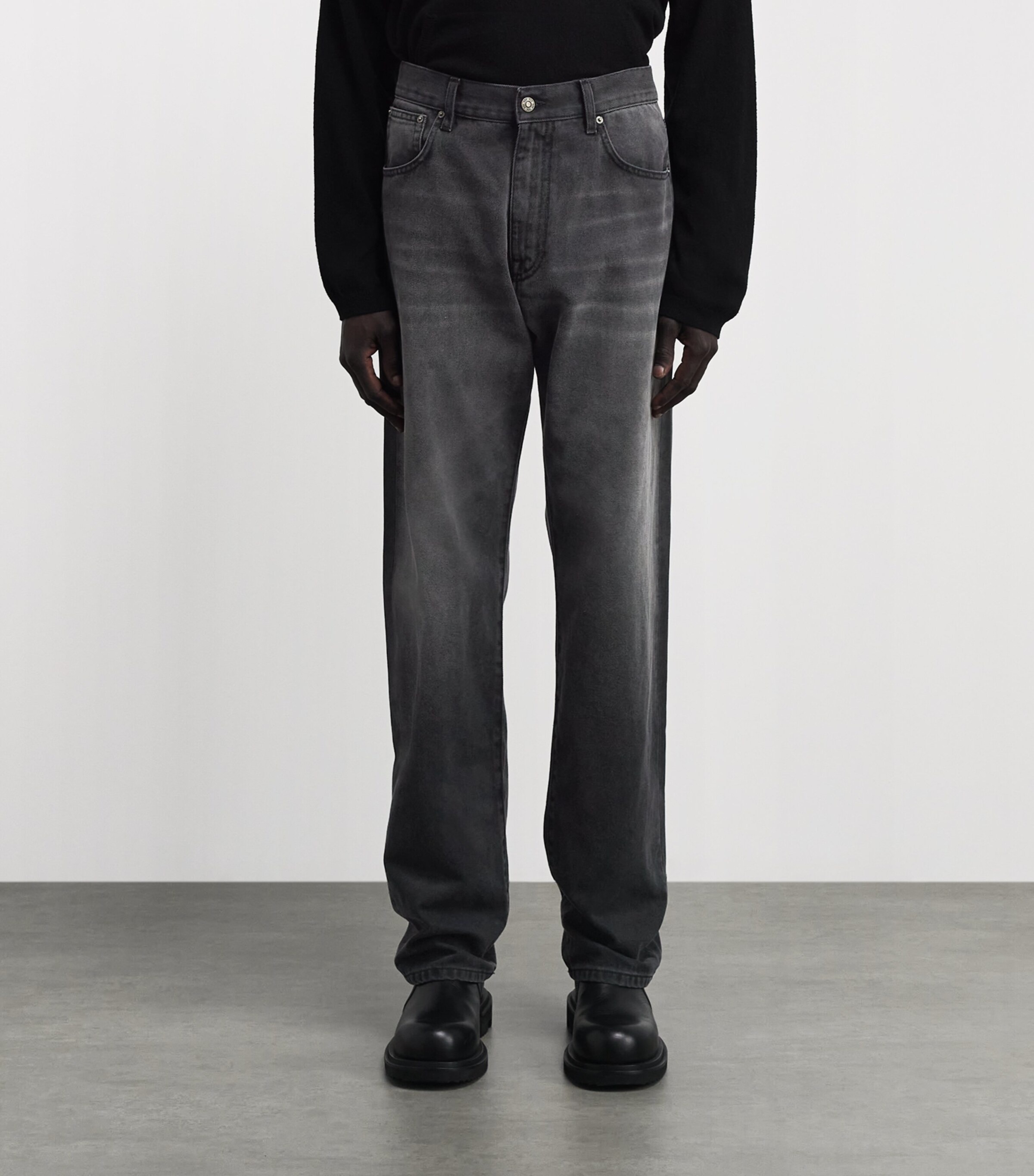 424 Mens Loose Wide-Leg Jeans Black Image 4