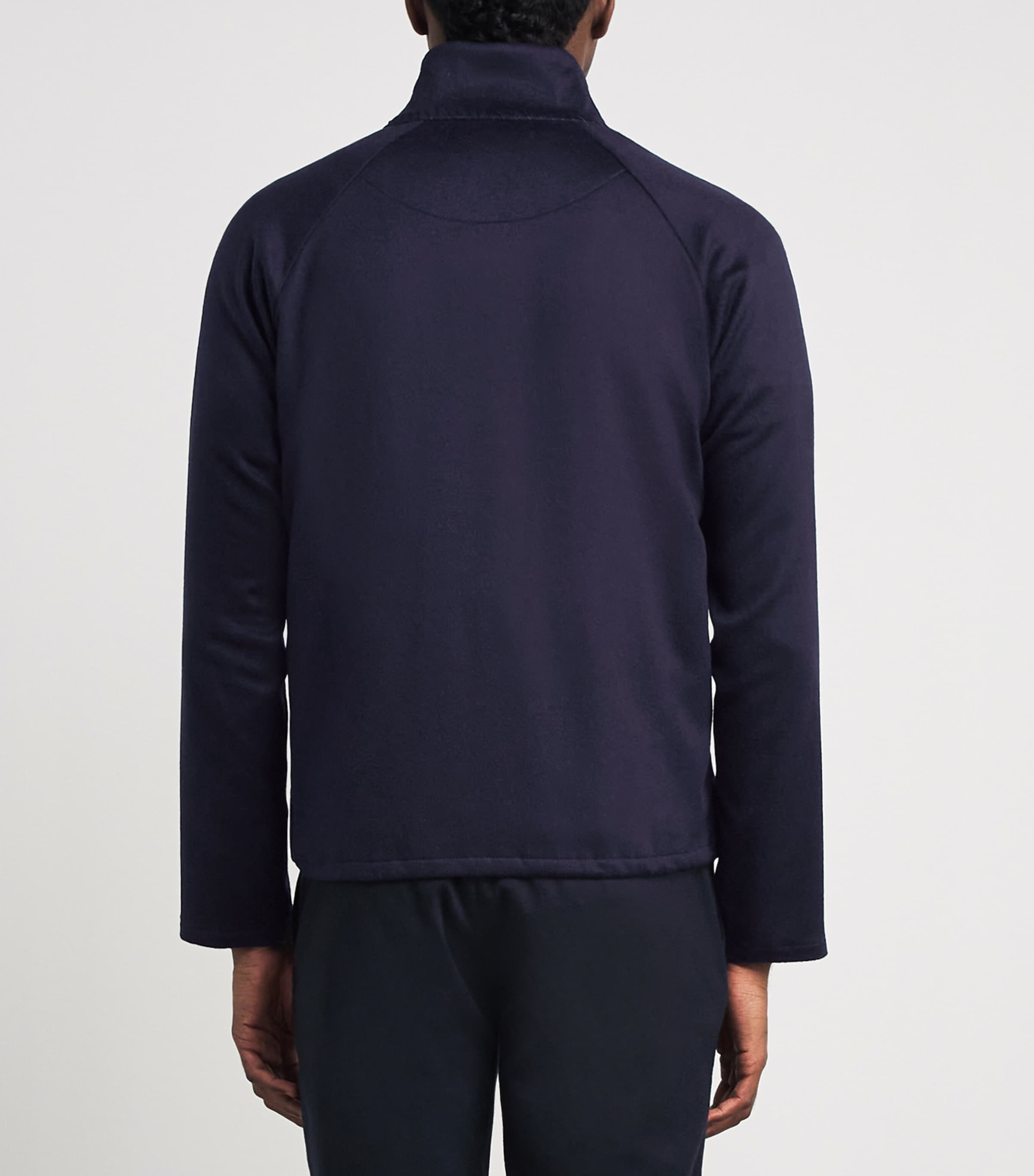 Alan Scott Mens Cashmere-Blend Track Sweater Midnight Image 5