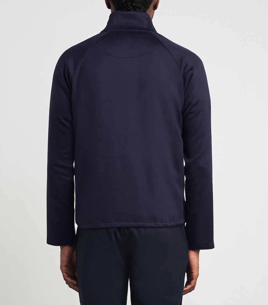 Alan Scott Mens Cashmere-Blend Track Sweater Midnight Image 5