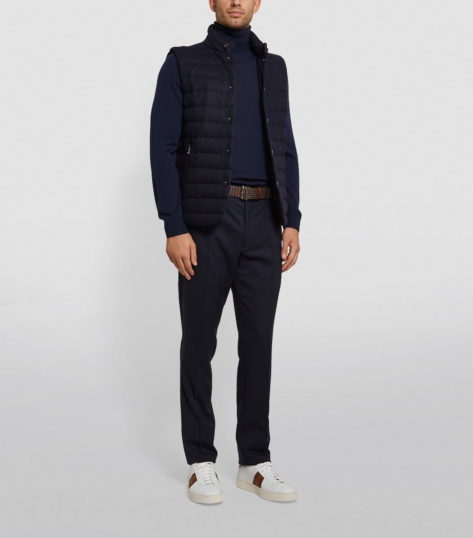 Ralph Lauren Purple Label Mens Wool Gabardine Trousers Navy Image 4
