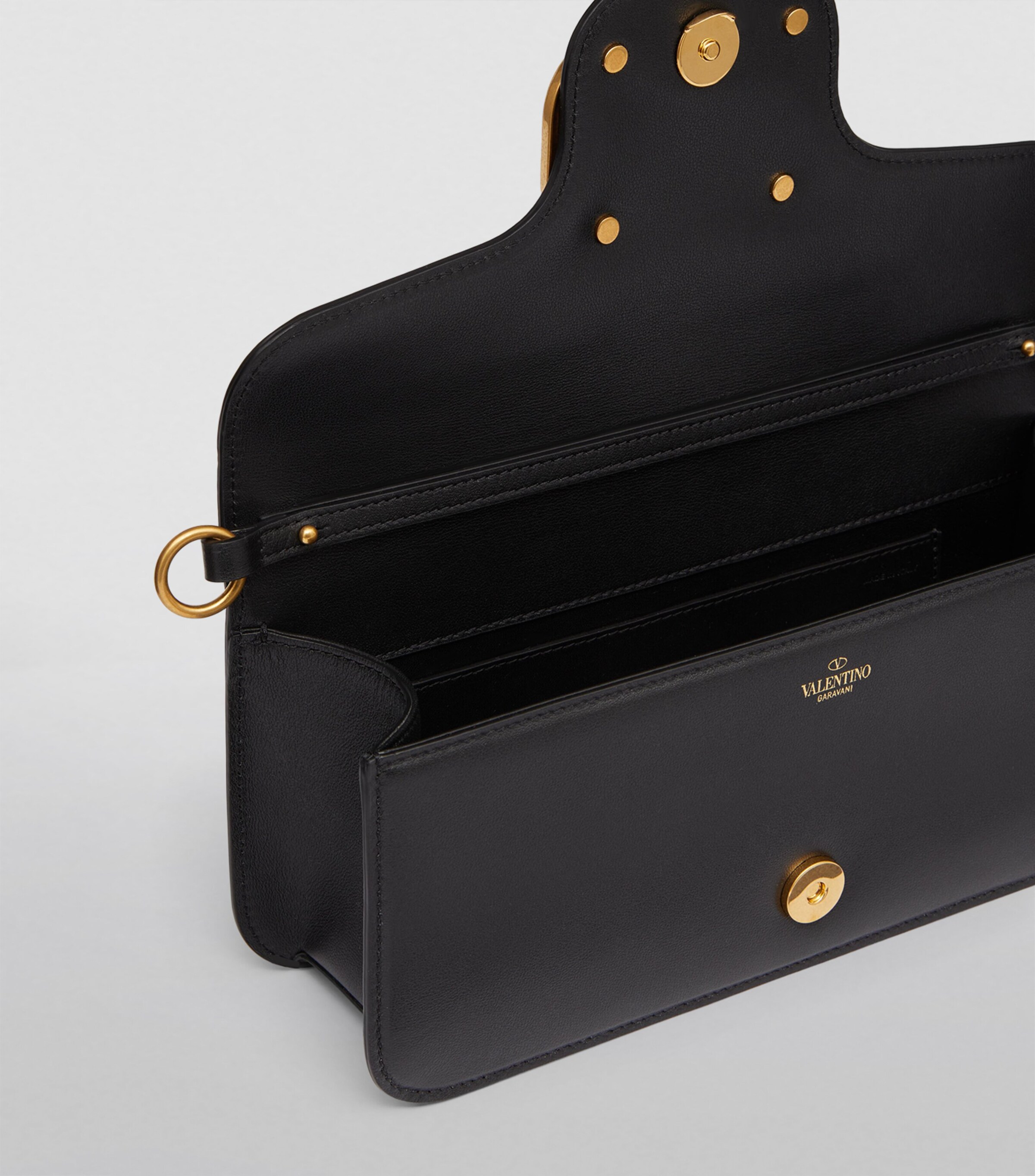 Valentino Garavani Black Leather Locò Shoulder Bag | Harrods US