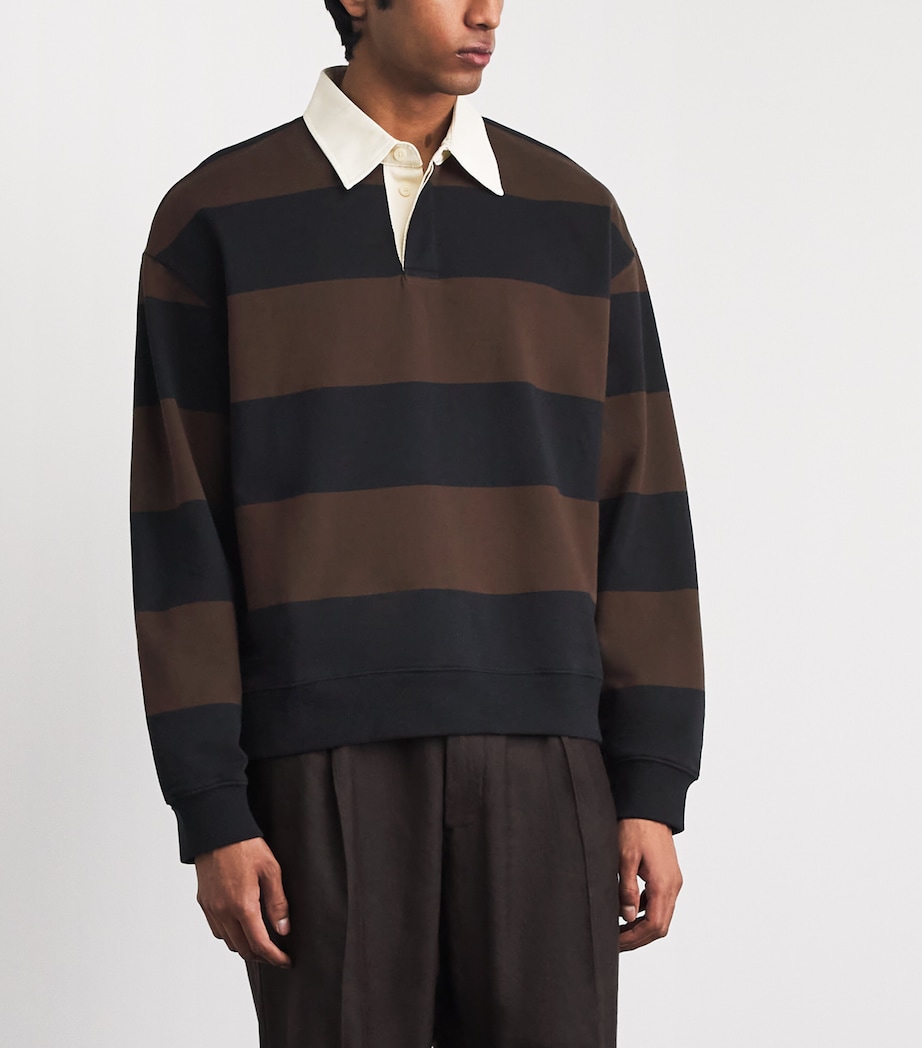 NN.07 Mens Organic Cotton David Rugby Shirt Brown Stripe Image 4