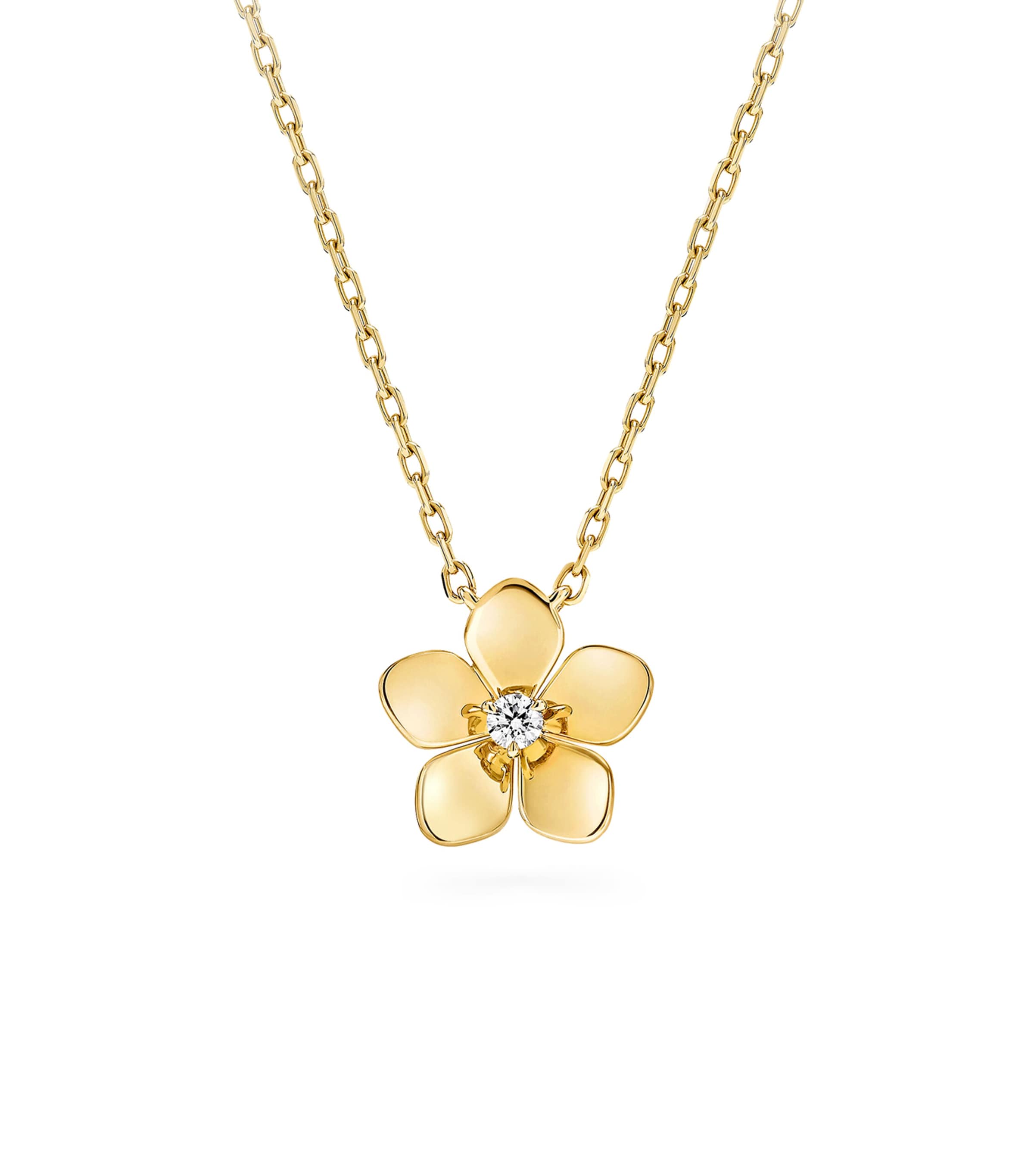 Yellow Gold and Diamond Mini Wild Flower Pendant Necklace YELLOW GOLD Image 1