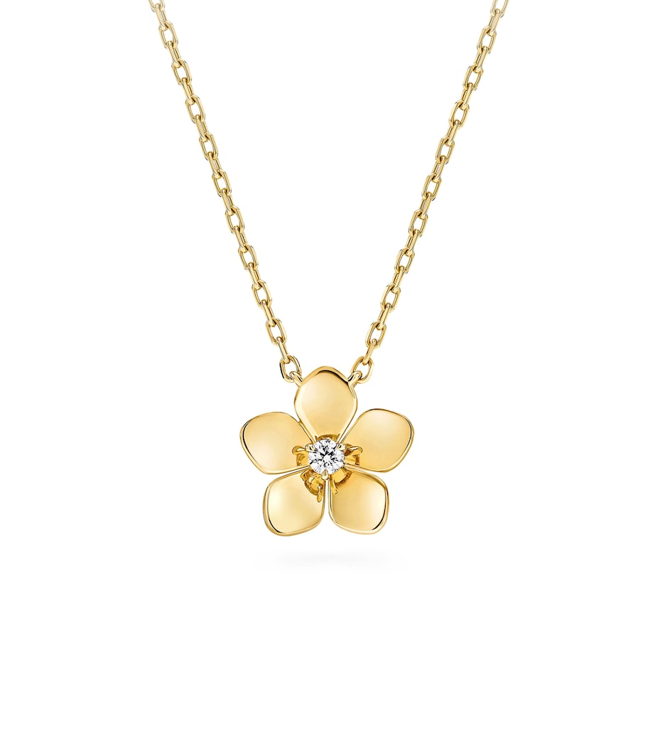 Yellow Gold and Diamond Mini Wild Flower Pendant Necklace YELLOW GOLD Image 1