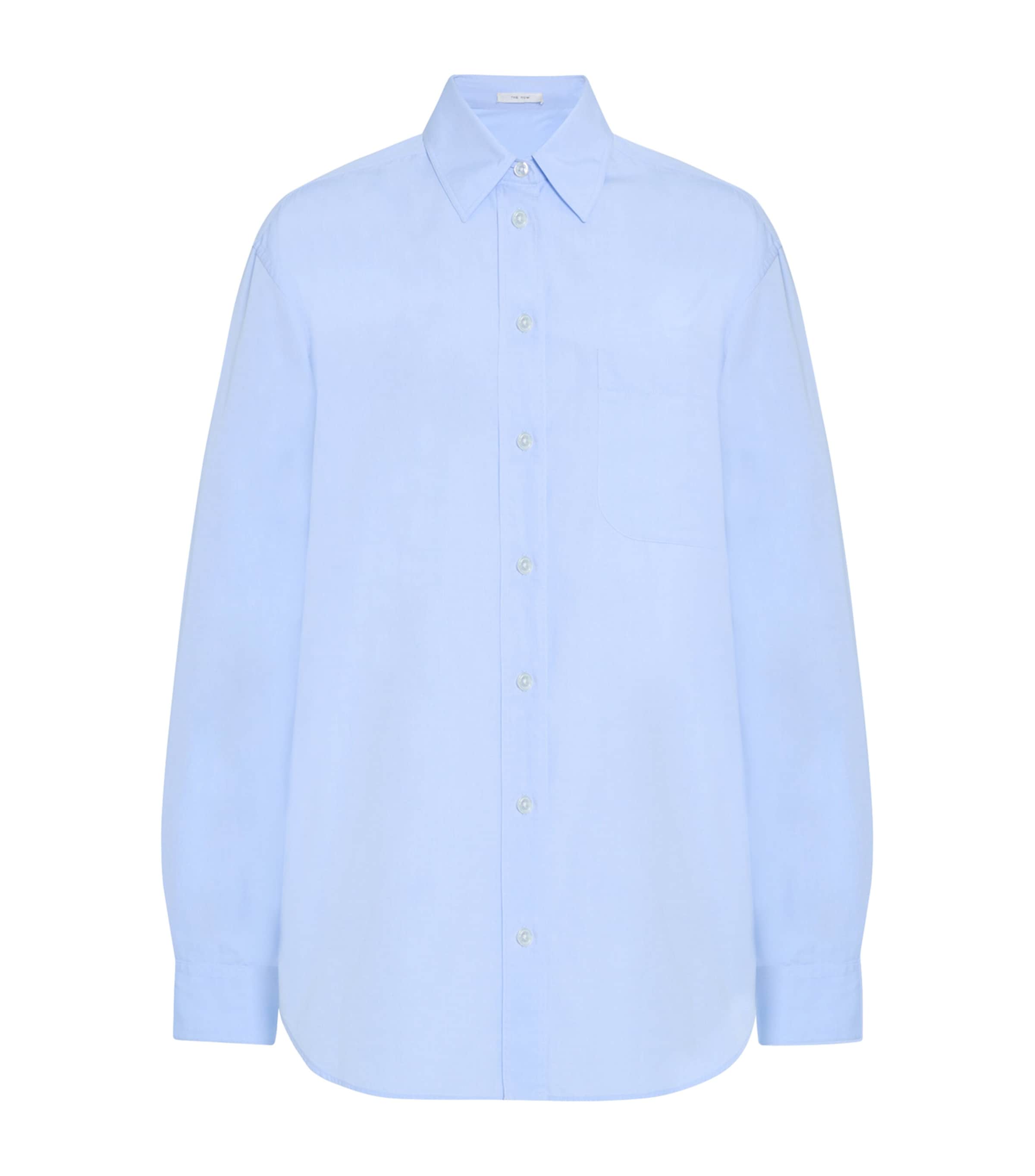 The Row Gavina Cotton Shirt In Blue