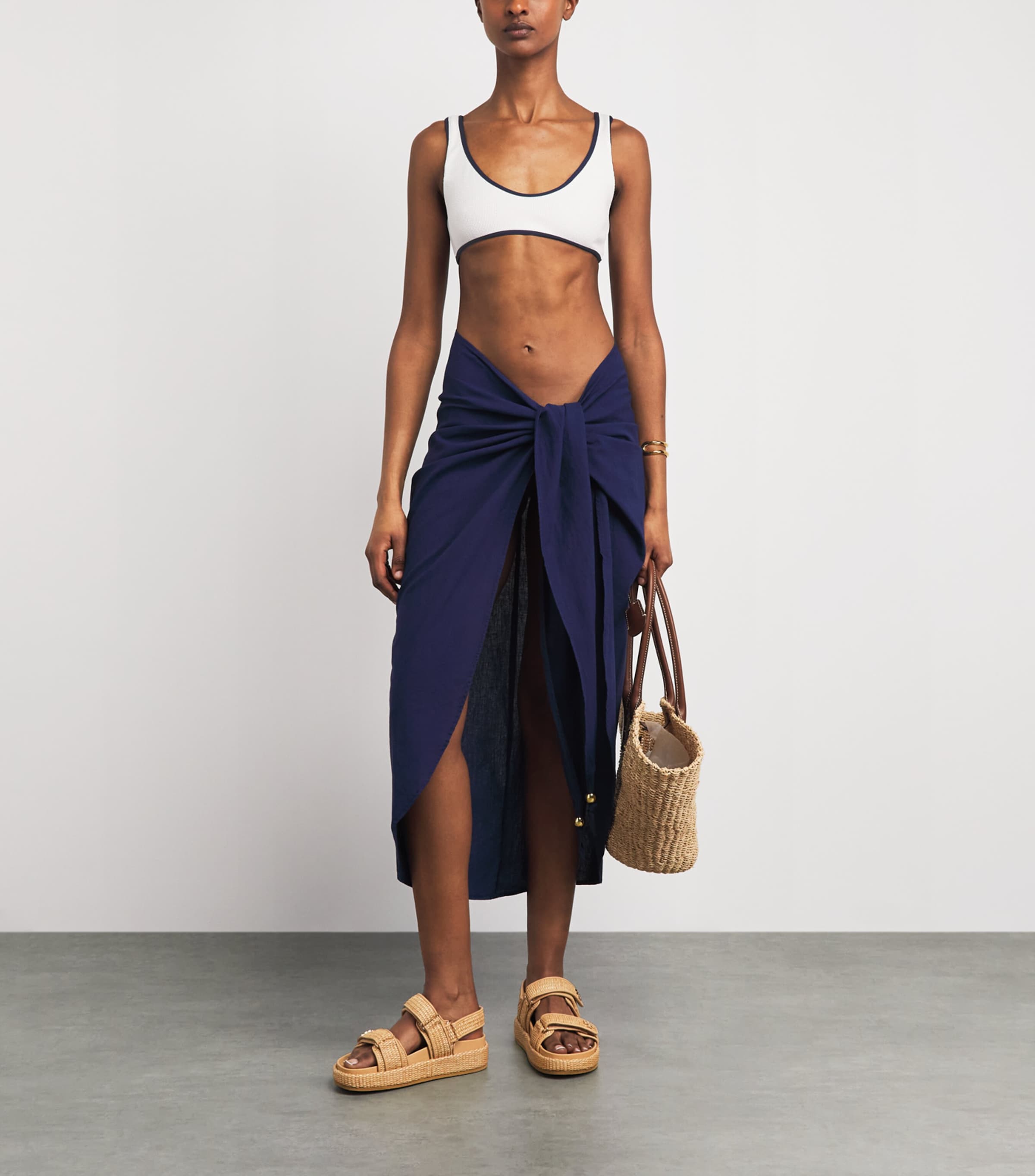 Melissa Odabash Womens Vigo Bikini Top White Ridges/navy Image 2