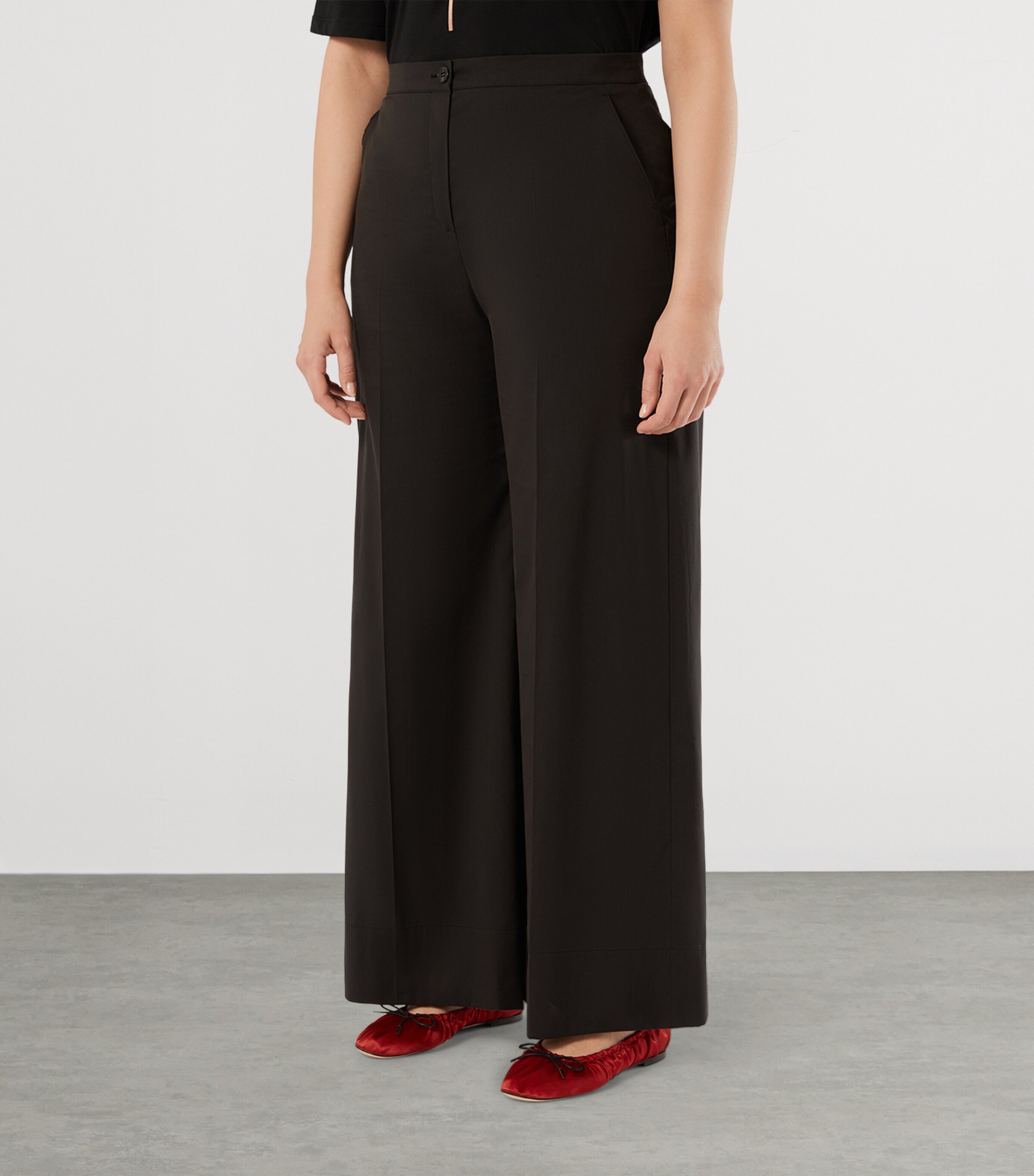 Marina Rinaldi Womens Wide-Leg Trousers Black Image 3