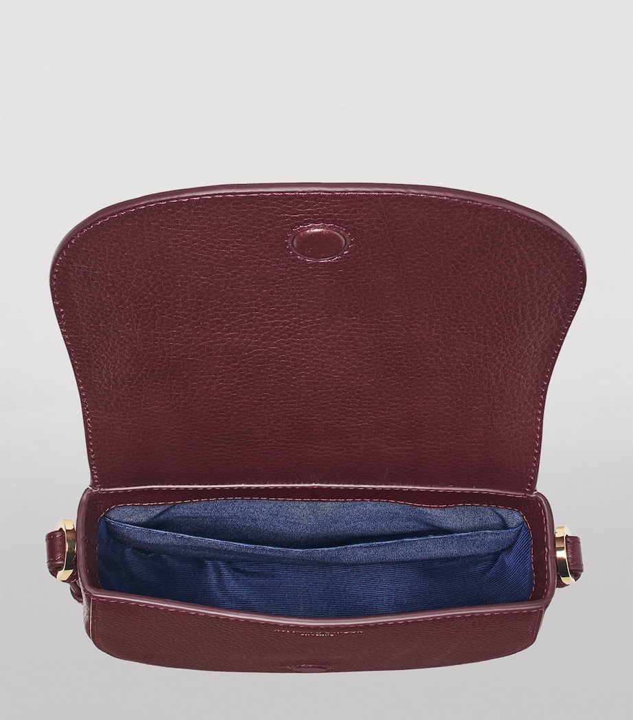Small Leather Stella Cross-Body Satchel BURGUNDY Image 5