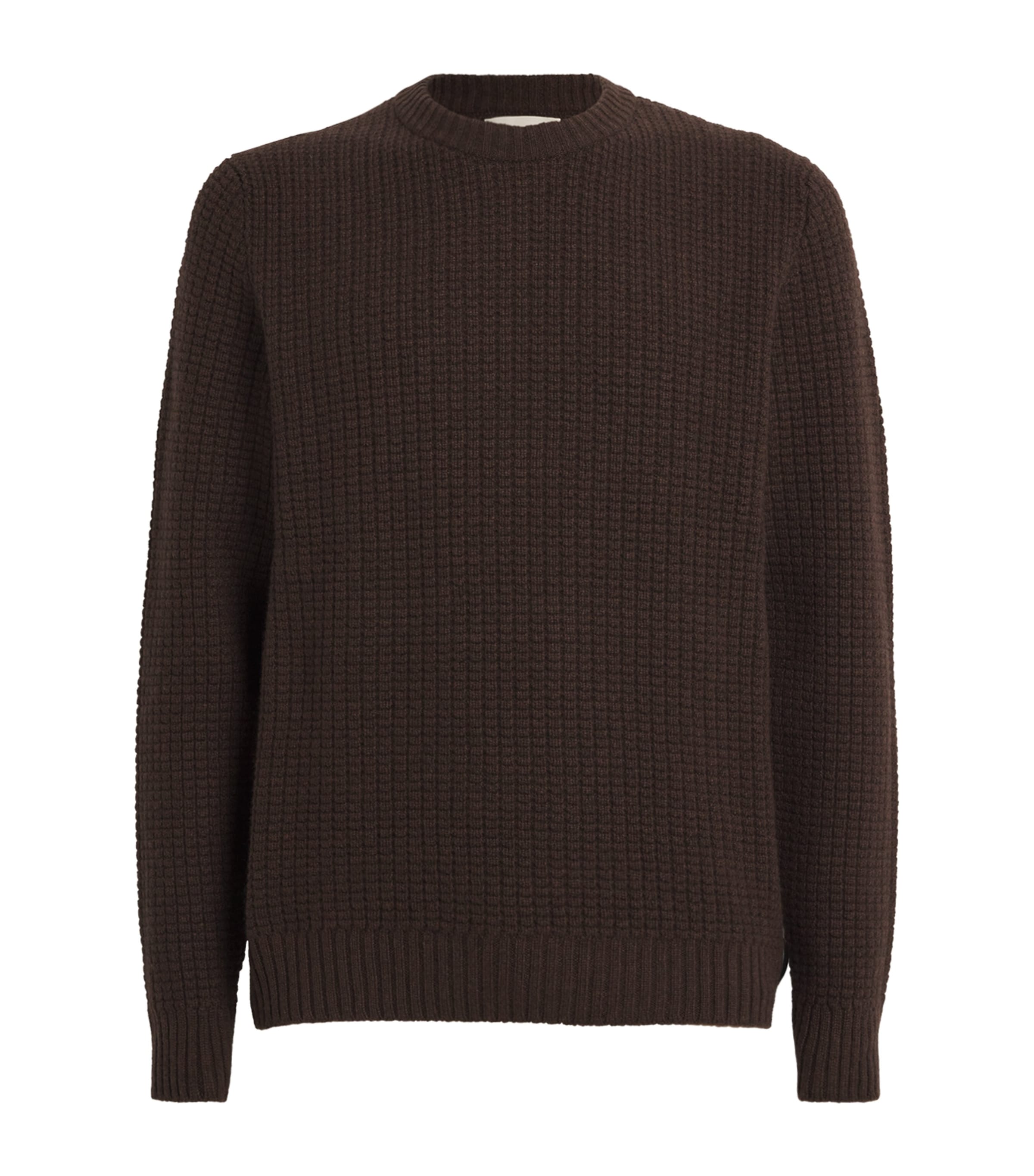 Shop Johnstons Of Elgin Cashmere Waffle-knit Sweater In Brown