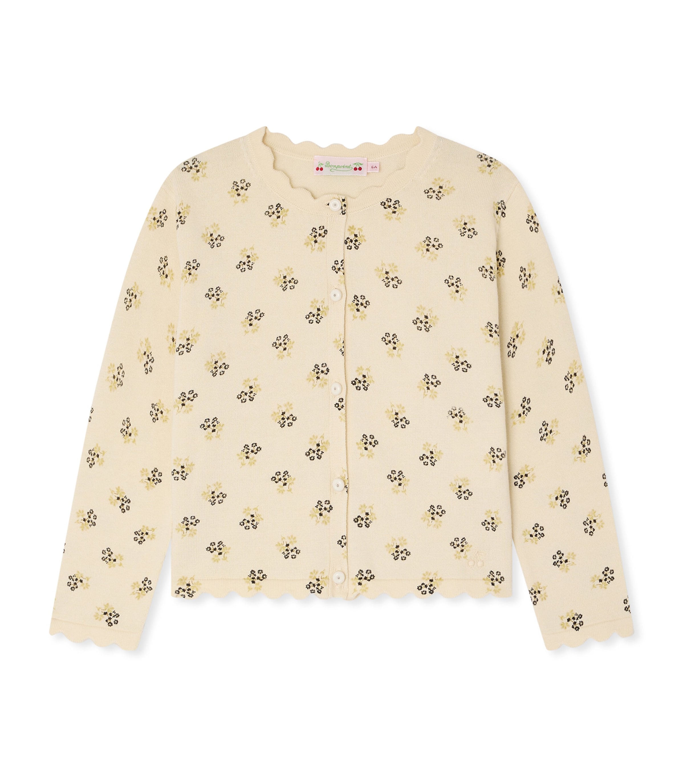 Bonpoint Cotton Lume Cardigan (10-14 Years) Fleurs Ecru Image 1