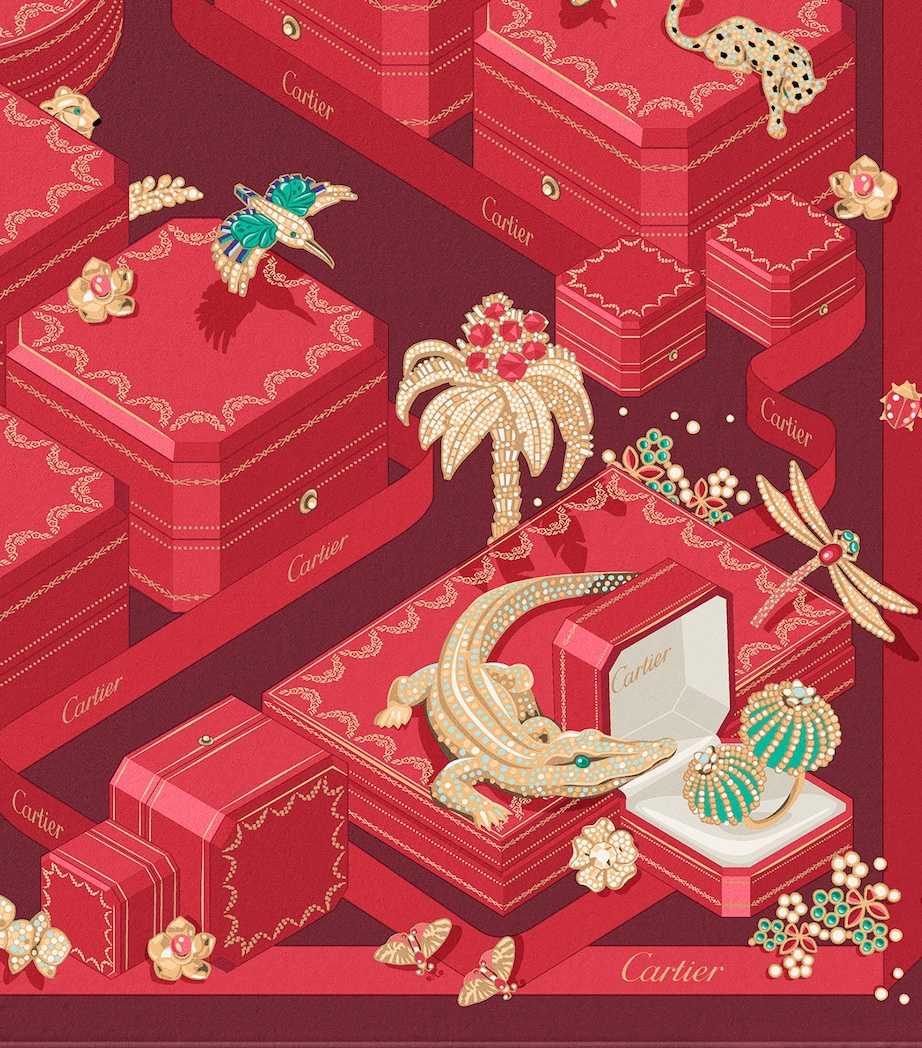 Silk Jewellery Boxes Scarf RED Image 2