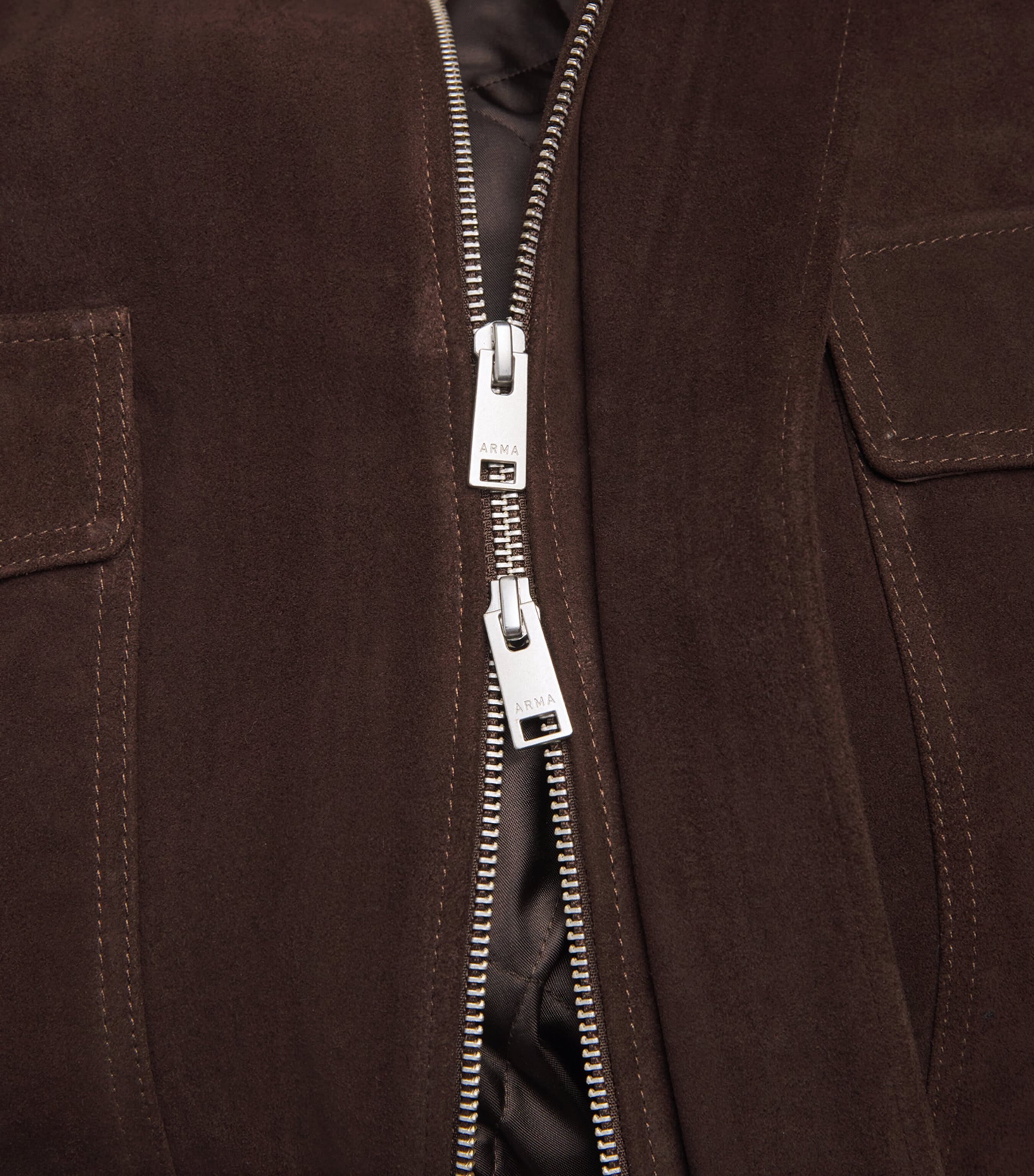 Arma Mens Suede Bari Jacket Charcoal Brown Image 7