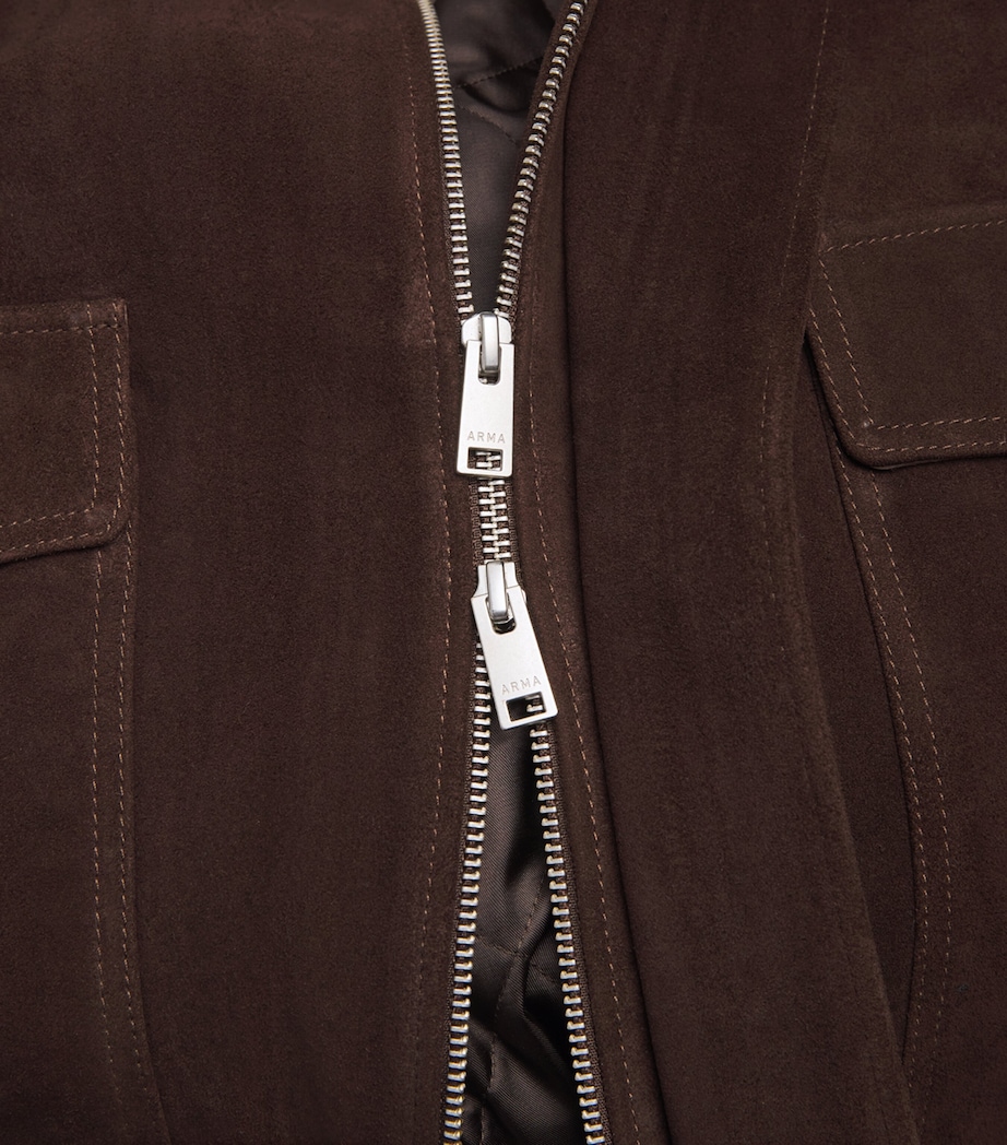 Arma Mens Suede Bari Jacket Charcoal Brown Image 7