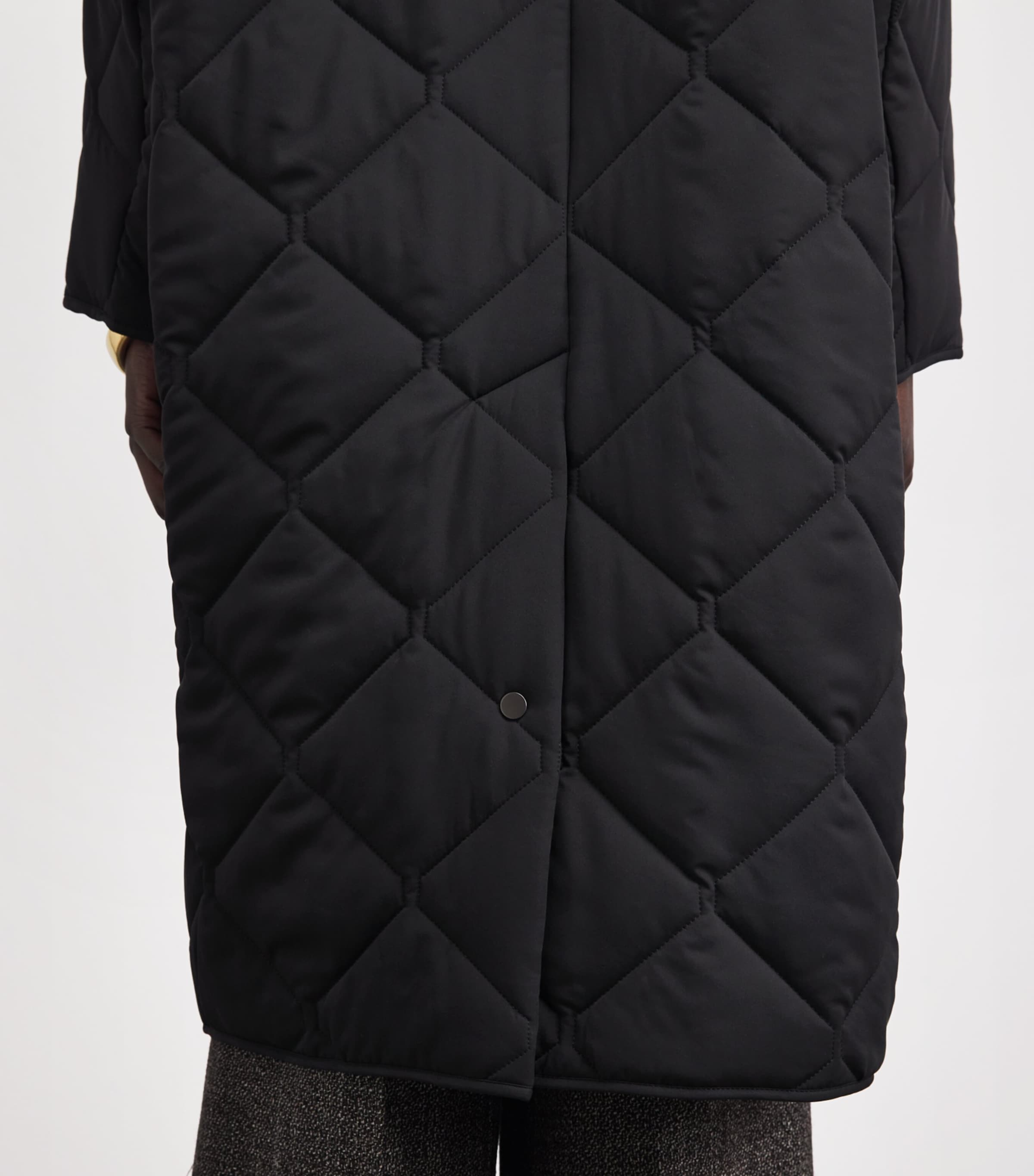 Diamond Quilted Penny Coat BLACK Image 6