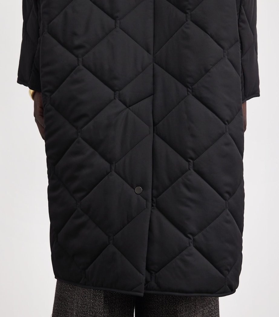 Diamond Quilted Penny Coat BLACK Image 6