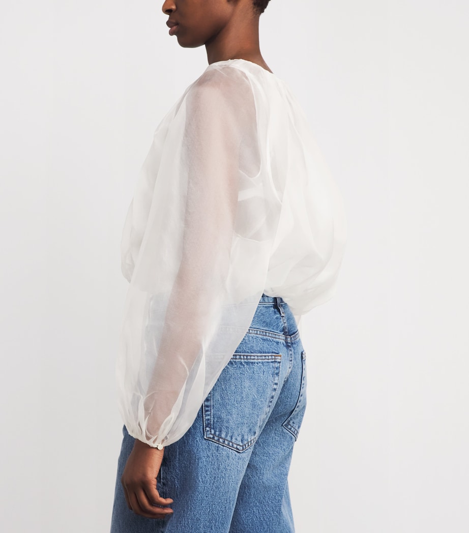 FRAME Womens Silk Balloon Blouse Crea Cream Image 5