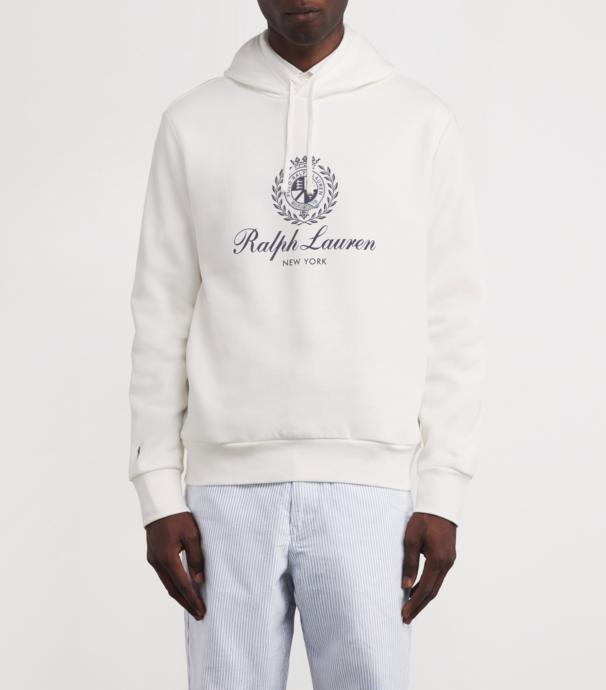 Cotton-Blend Polo Crest Hoodie WHITE Image 3