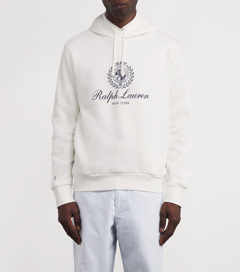 Cotton-Blend Polo Crest Hoodie WHITE Image 3