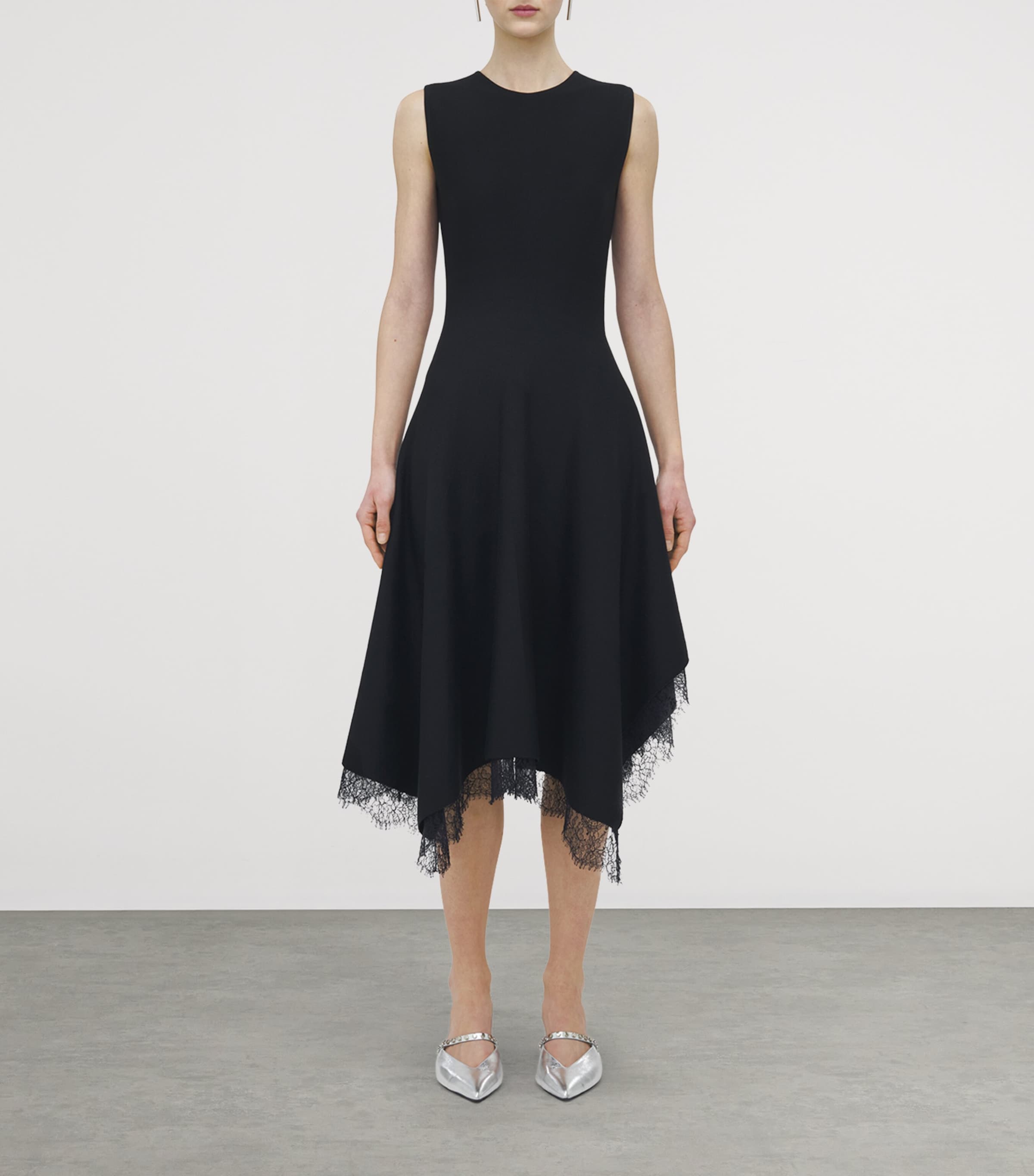 Lace-Trim Asymmetric Midi Dress 1010 Image 2