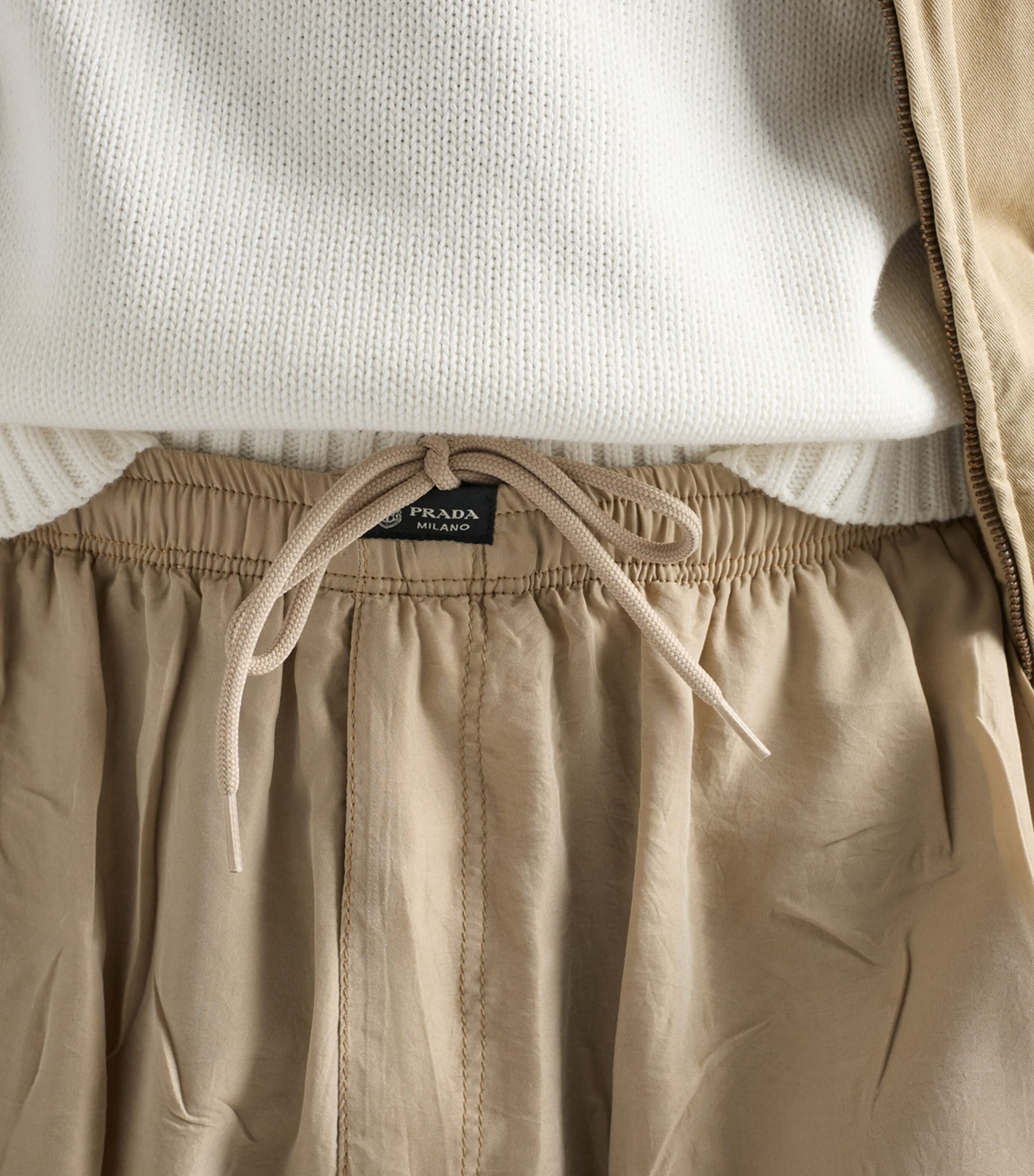 Prada Mens Silk Bermuda Shorts Neutral Image 6