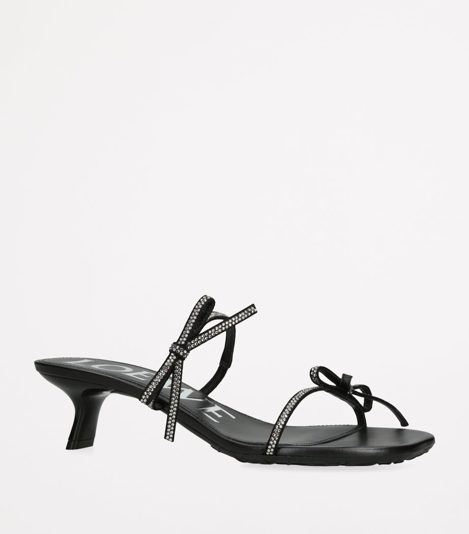 Suede Embellished Petal Sandals 45 BLACK Image 3