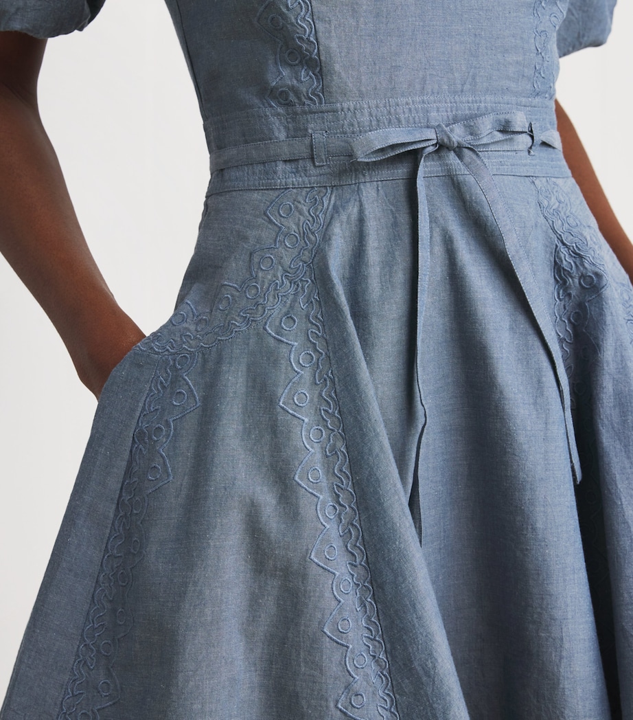 Embroidered Camila Mini Dress CHB CHAMBRAY Image 4