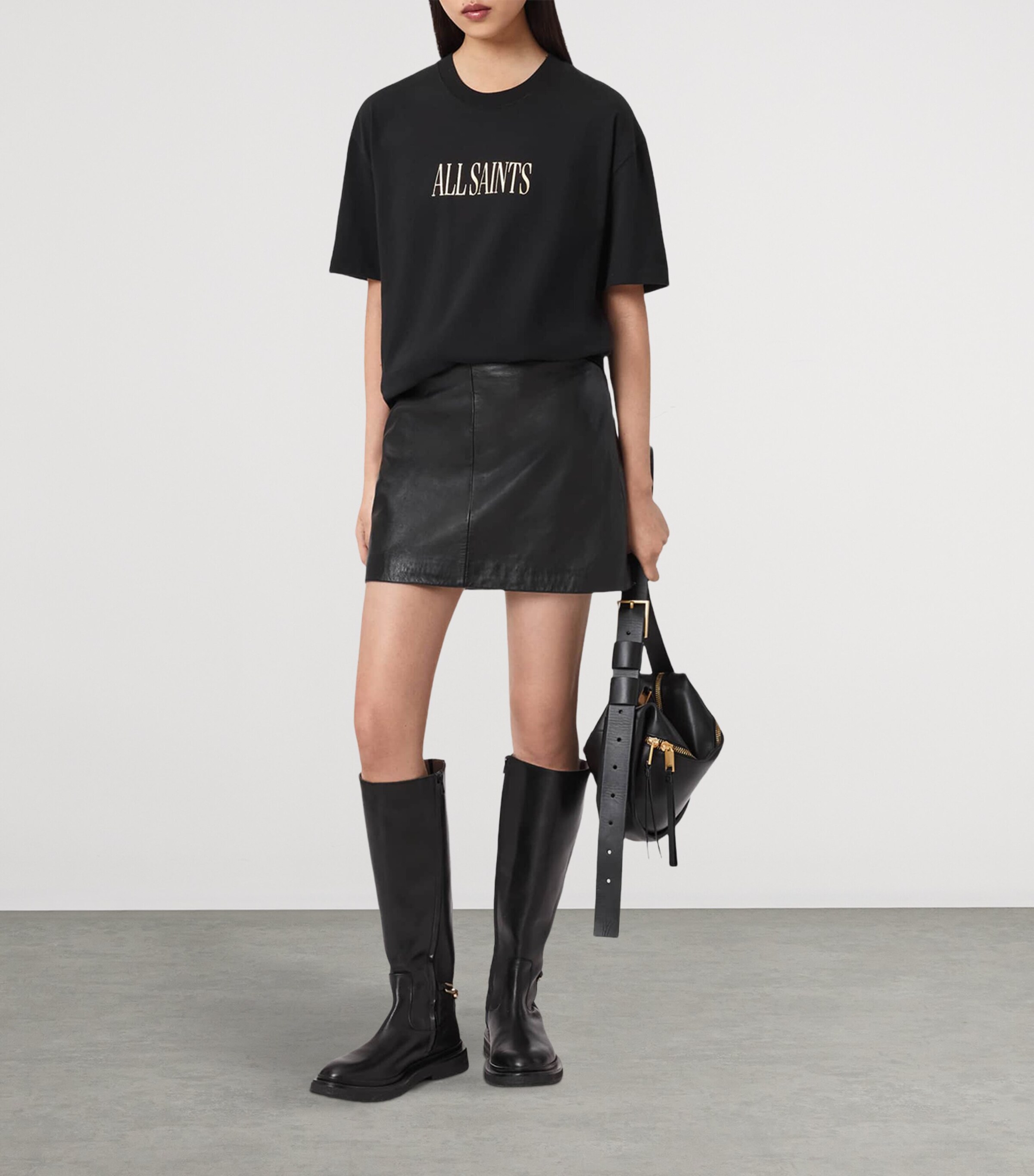 AllSaints Womens Organic Cotton Cora Etta T-Shirt Black Image 6