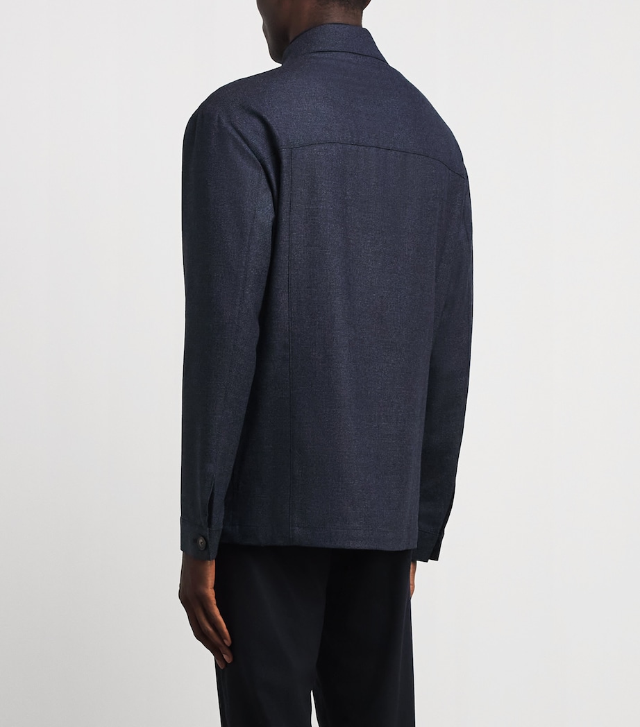 Pal Zileri Mens Virgin Wool Overshirt Blue Navy Image 5
