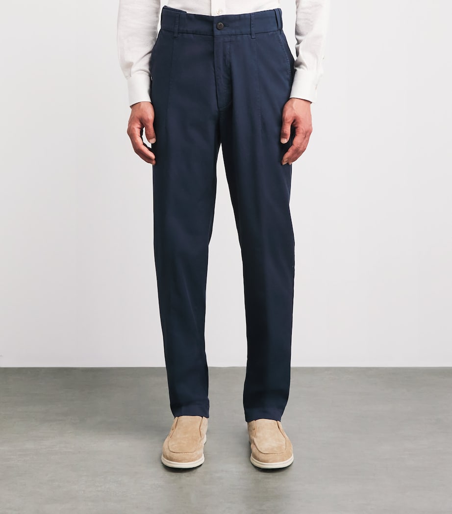 Eleventy Mens Stretch-Cotton Chinos Blu Image 4